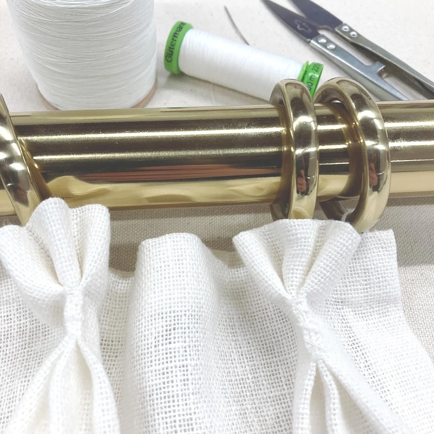 hand sewn pinch pleat, hand crafted, cafe curtains, sewing supplies, brass hardware, linen curtains, los angeles drapery workroom, high end drapery workroom, couture sewing los angeles, custom design window treatments, high end sewing los angles