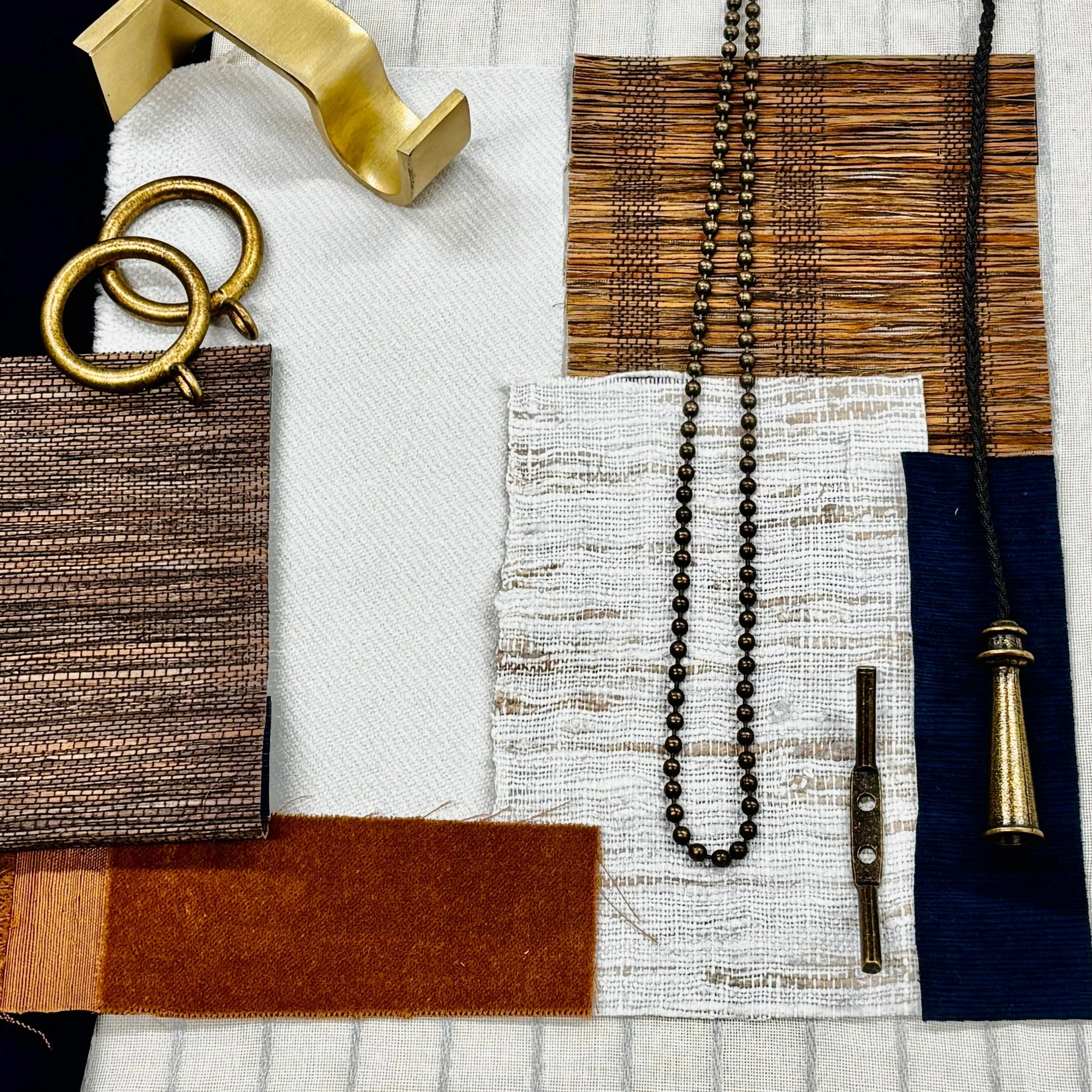 Fabric, drapery hardware, Conrad shades, Hartmann & Forbes, Holland and Sherry, Brass hardware, black hardware, antique brass hardware, unlacquered brass hardware, silk fabric, wool fabric, velvet fabric, pillows, cushions, Custom window treatments