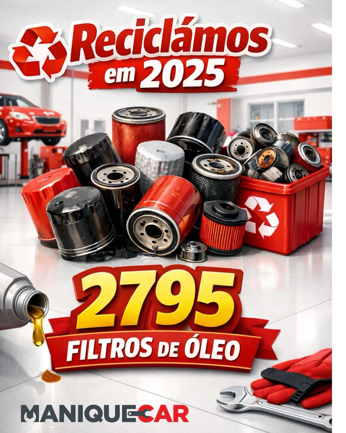 Mais um passo rumo a um futuro mais sustent&aacute;vel. ♻️

Em 2025, no &acirc;mbito da certifica&ccedil;&atilde;o ambiental Move2Green da CESVIMAP, a Maniquecar encaminhou para reciclagem 2.795 filtros de &oacute;leo autom&oacute;vel.

Um gesto t&ea
