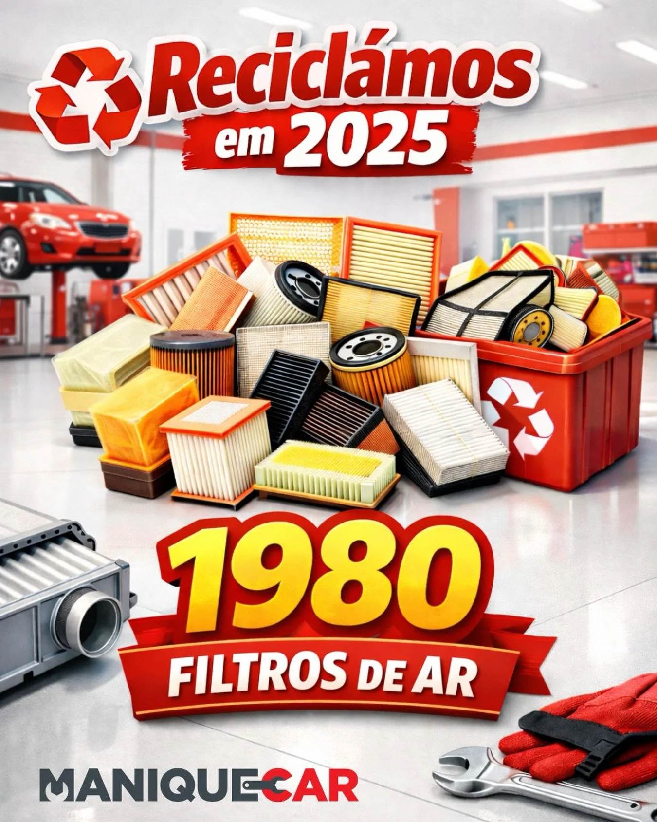 Em 2025 continu&aacute;mos a cuidar dos carros&hellip; e do ambiente. 🌱

No &acirc;mbito da certifica&ccedil;&atilde;o ambiental Move2Green da CESVIMAP, a Maniquecar reciclou 1.980 filtros de ar autom&oacute;vel.

Mais responsabilidade, menos impact