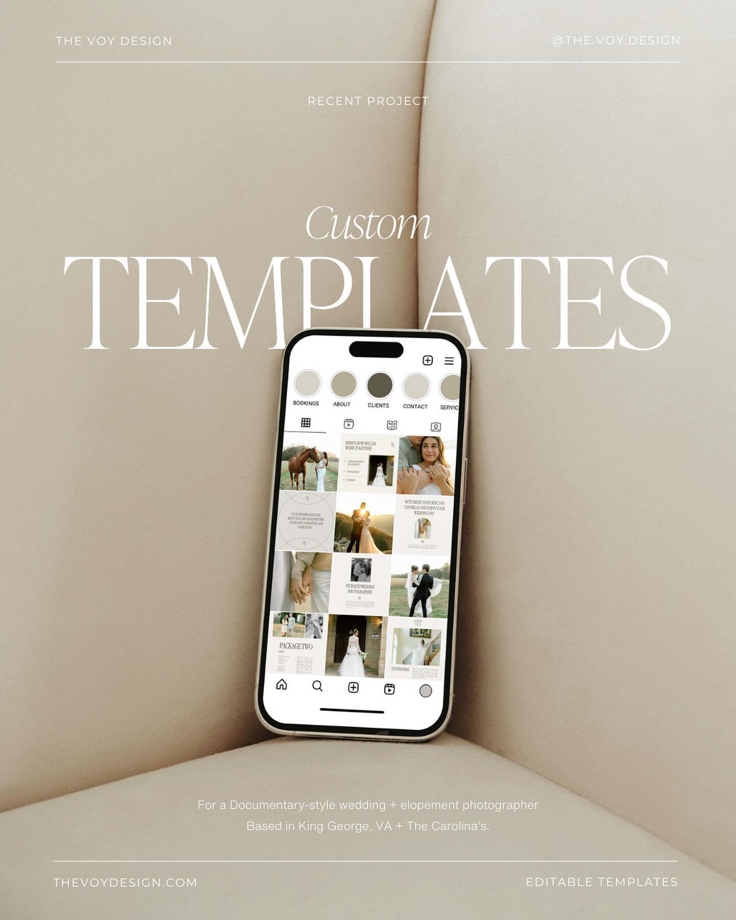 I&rsquo;m excited to introduce you my recent Instagram templates pack customly made for Debbie - documentary-style wedding and elopement photographer 📸

I have curated a collection featuring 30 posts and 30 stories templates pack, along with craftin