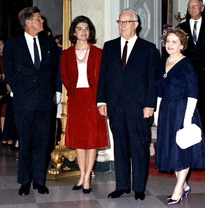 President Kennedy, Jacqueline Kennedy, Chief Justice Earl Warren, and Nina Elisabeth Meyers, November 1963