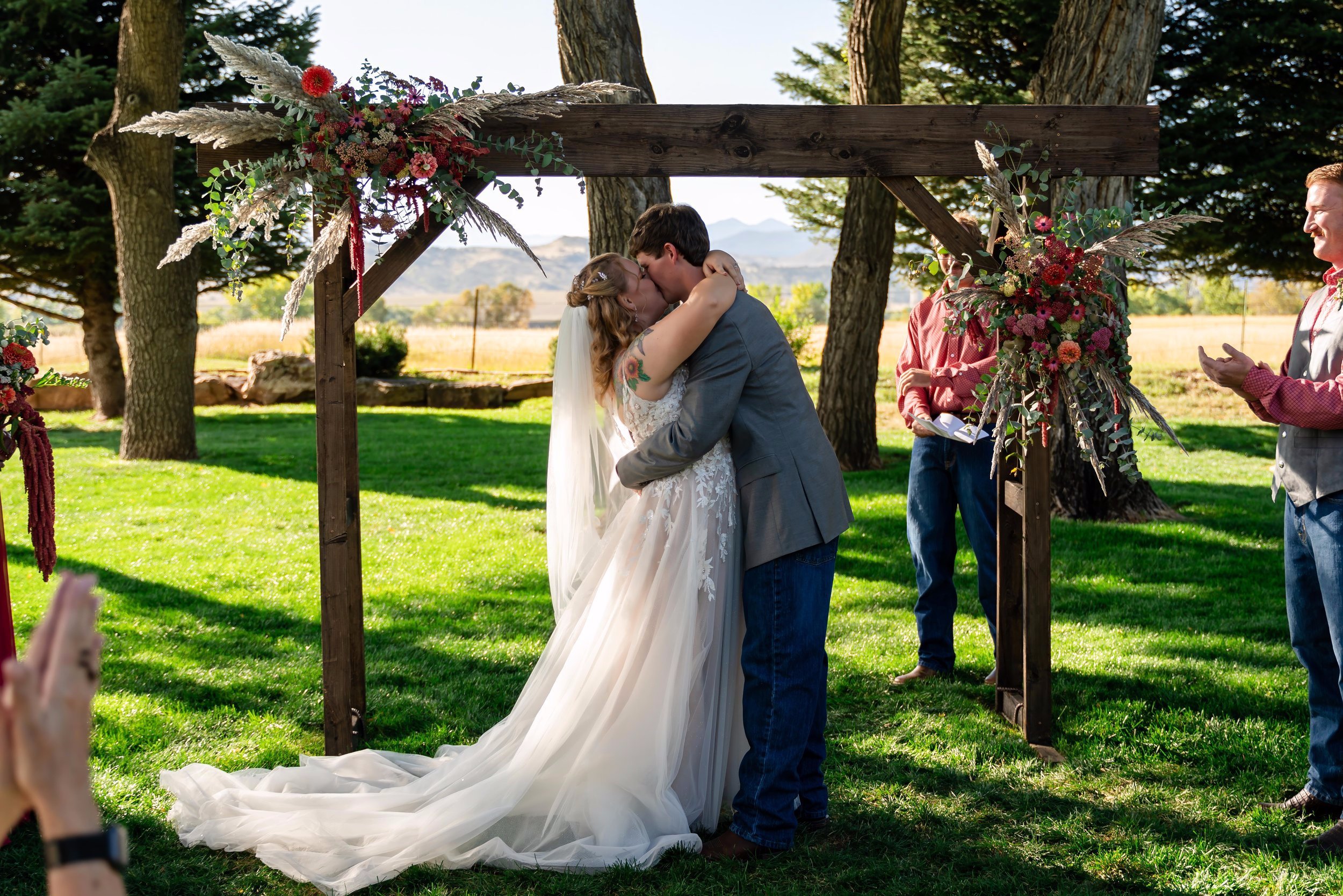 Rays of Sunshine Flower Farm Bride and Groom at Alter