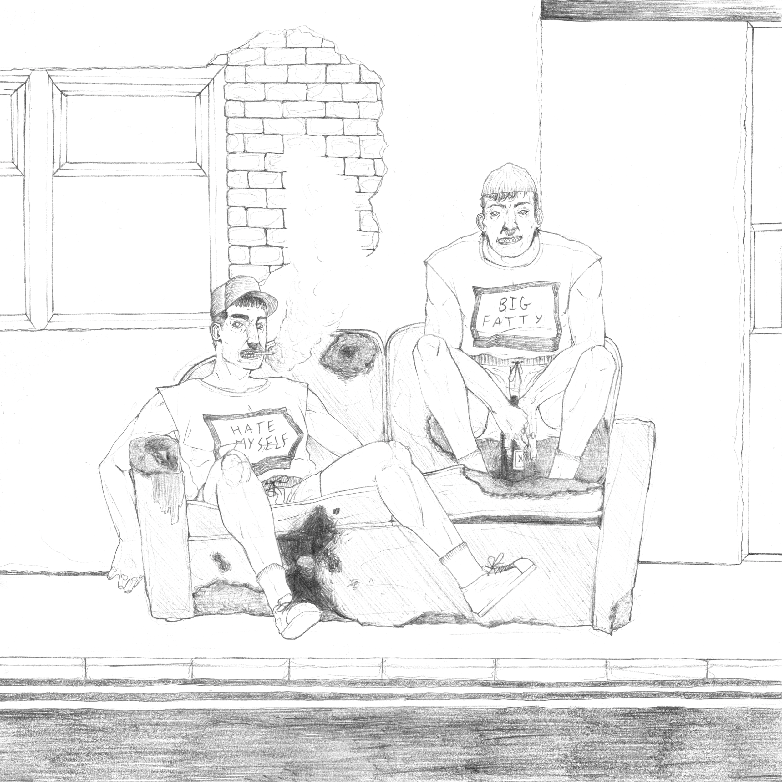 Sketch of single cover - 'Couch to 5K' by Old Shit Songs, 2025