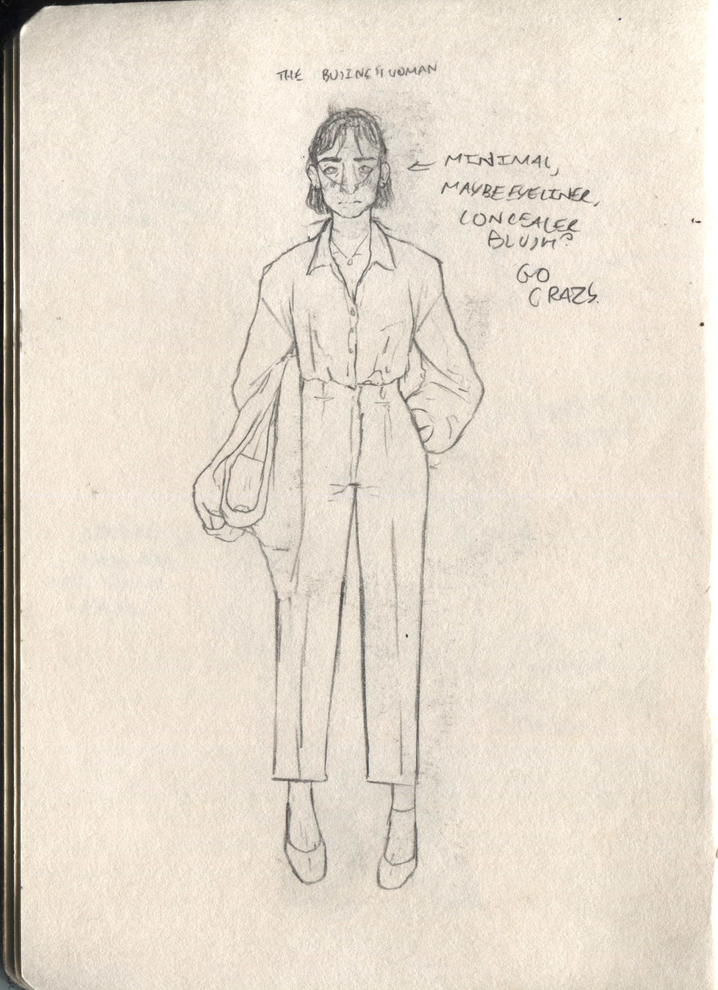 Businesswoman sketch & notes