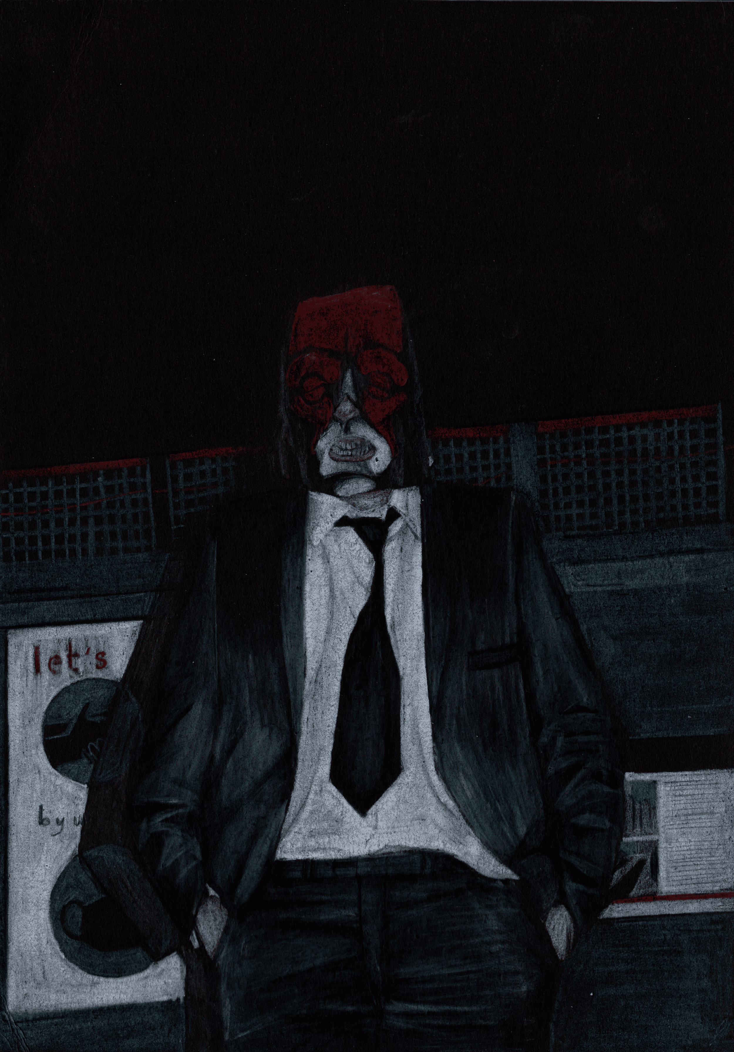 Coloured pencil on black paper, 2022