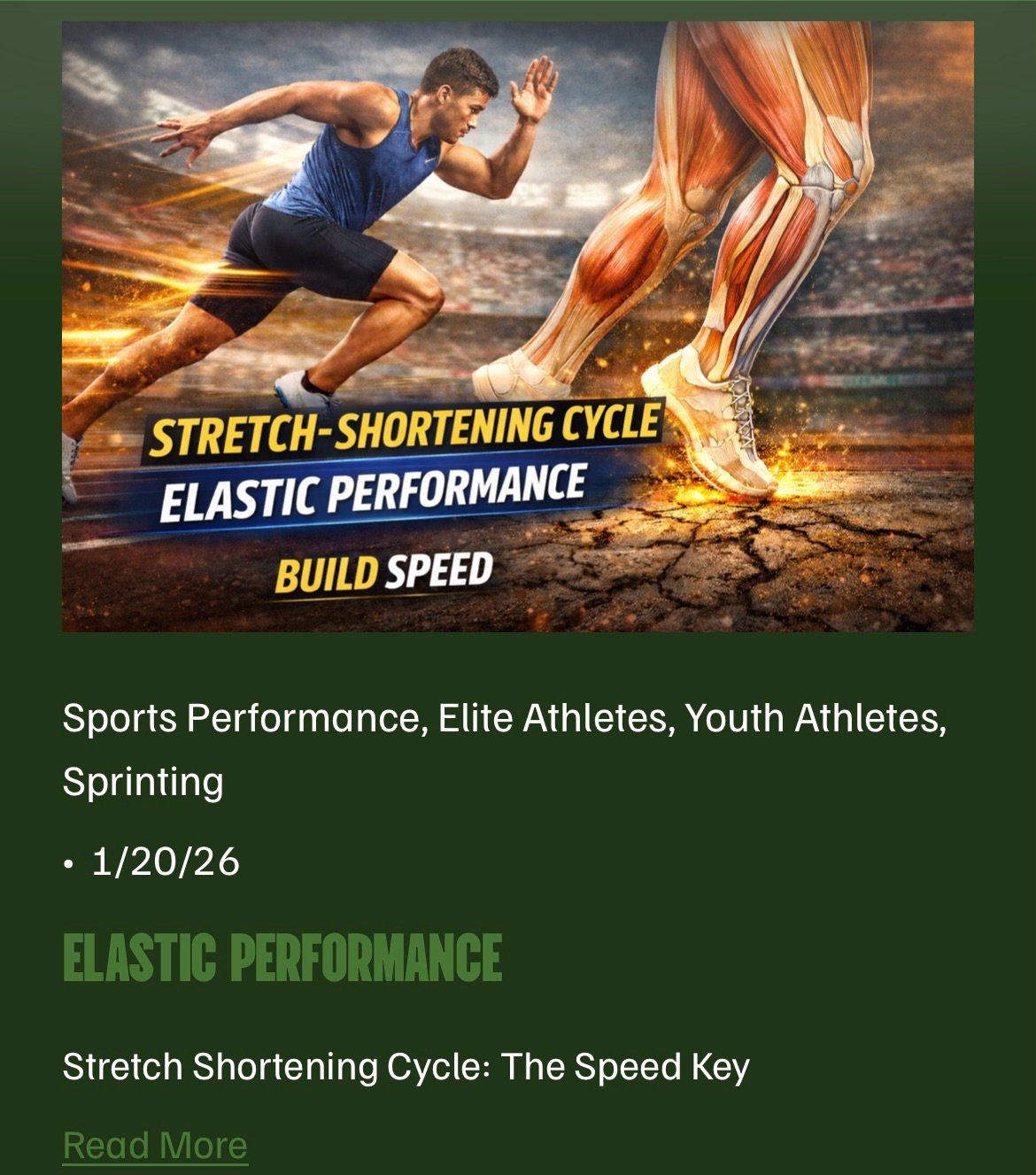 Development. Speed. Strength.
They&rsquo;re all concurrent &mdash; and they&rsquo;re all trainable.

&ldquo;Elastic Performance&rdquo;, &ldquo;Enhancing Vertical Jump Performance&rdquo;, and &ldquo;Why Should Youth Athletes Lift Weights?&rdquo;, our 