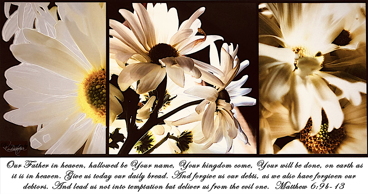 Our Father in heaven, hallowed be Your name, Your kingdom come, Your will be done, on earth as it is in heaven. Give us today our daily bread. And forgive us our debts, as we also have forgiven our debtors. And lead us not into ... Mathew 6:9b-13