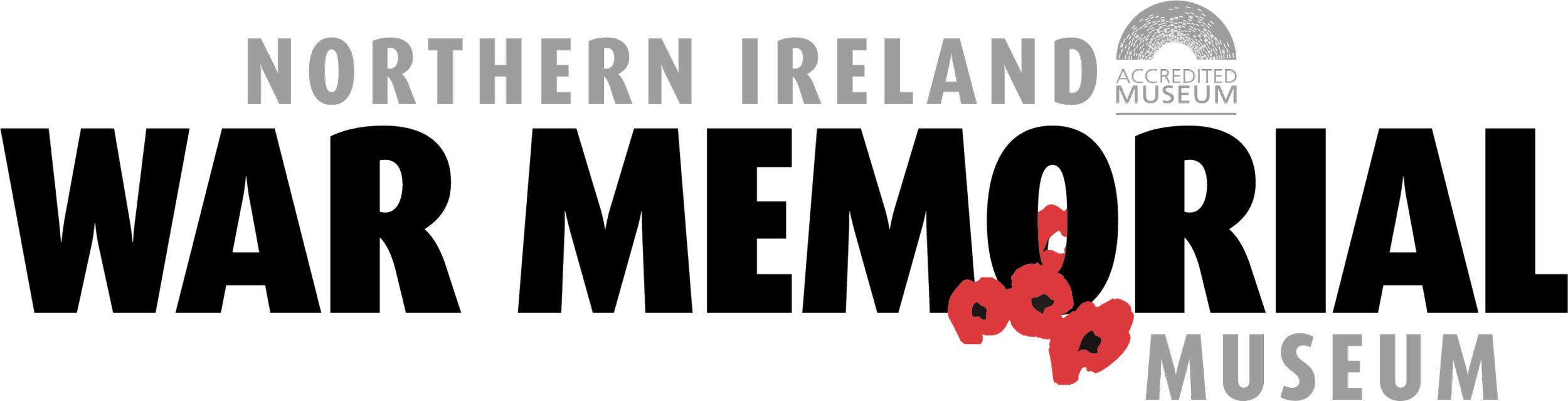 Logo of Northern Ireland War Memorial Museum, featuring large text and a red poppy symbol.