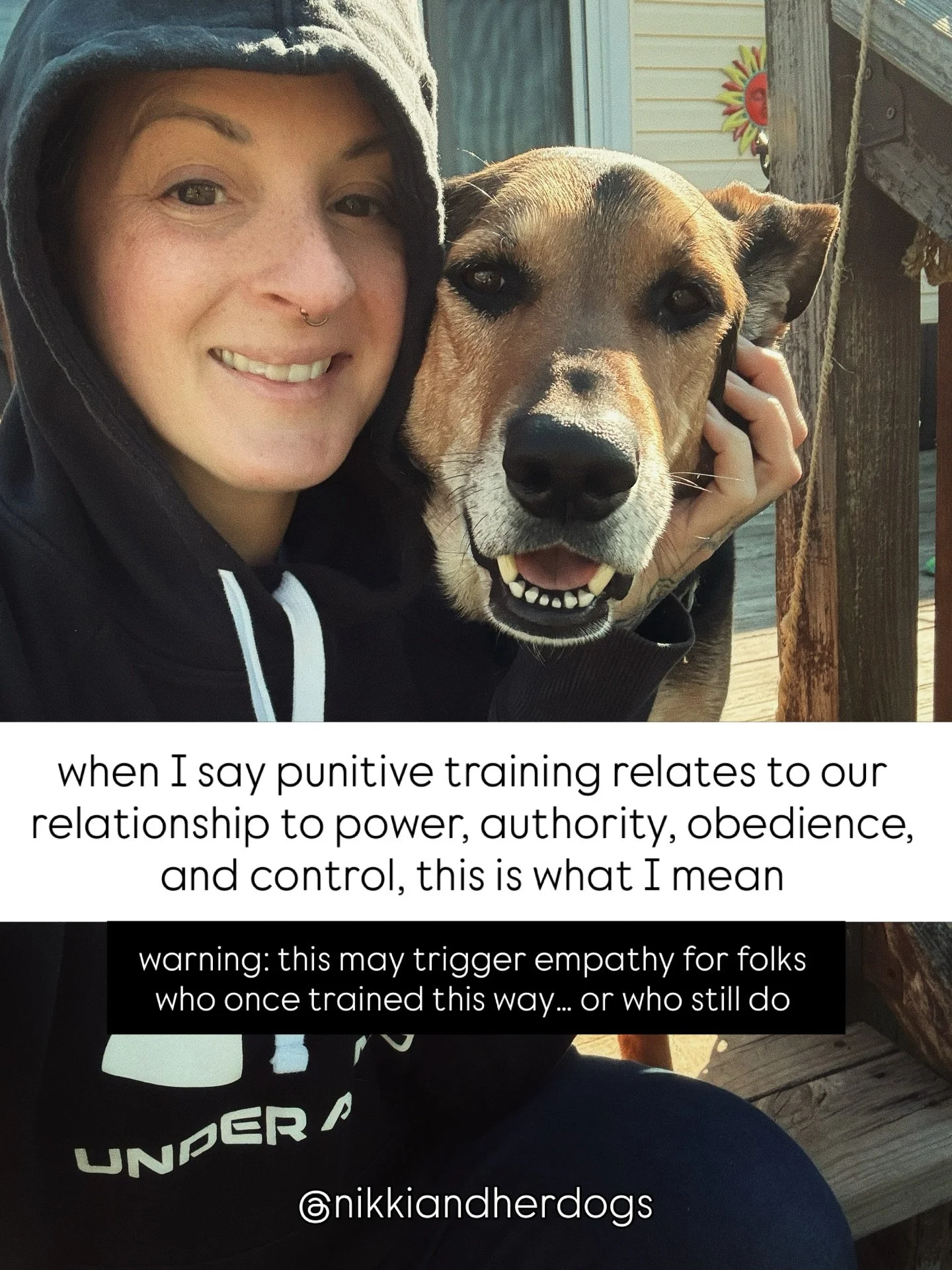 Not gonna lie, I&rsquo;m nervous about sharing this. I often talk openly about my dog training journey, but this aspect of it can strike a nerve for a lot of folks. 😬

I really want to be clear here: 

I am not excusing punitive training methods or 