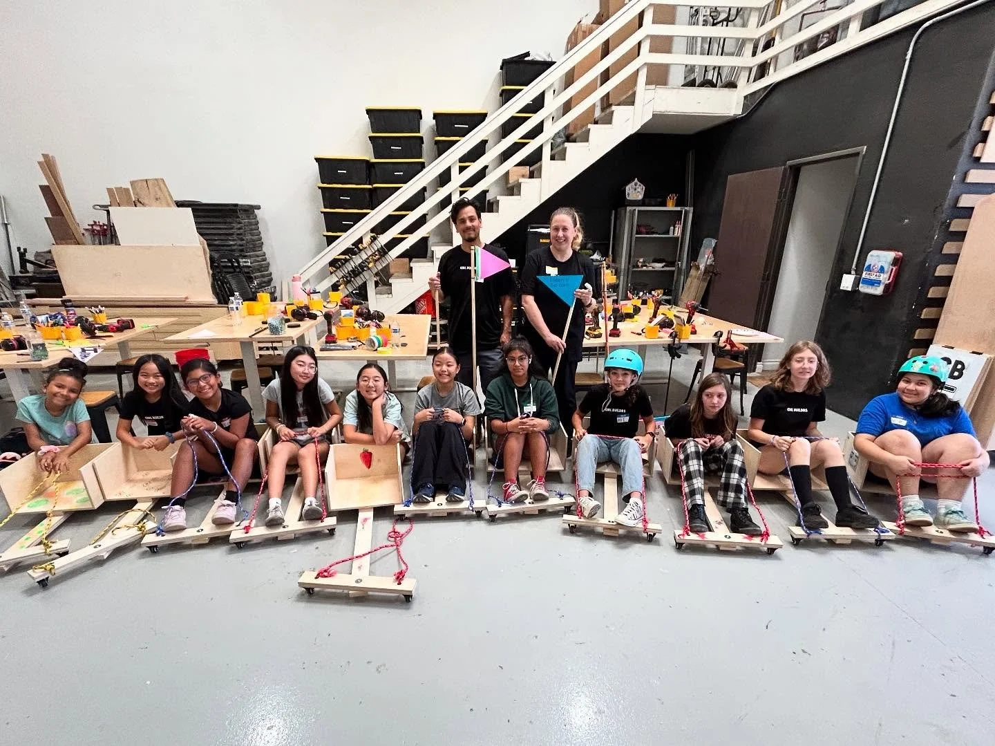 🧰 Day 4 of the 1st Annual Free Girls Summer Building Program brought one of the most exciting projects yet: go karts. The girls eagerly jumped in, cutting wood, assembling frames, and installing casters to bring their carts to life. Growing more con