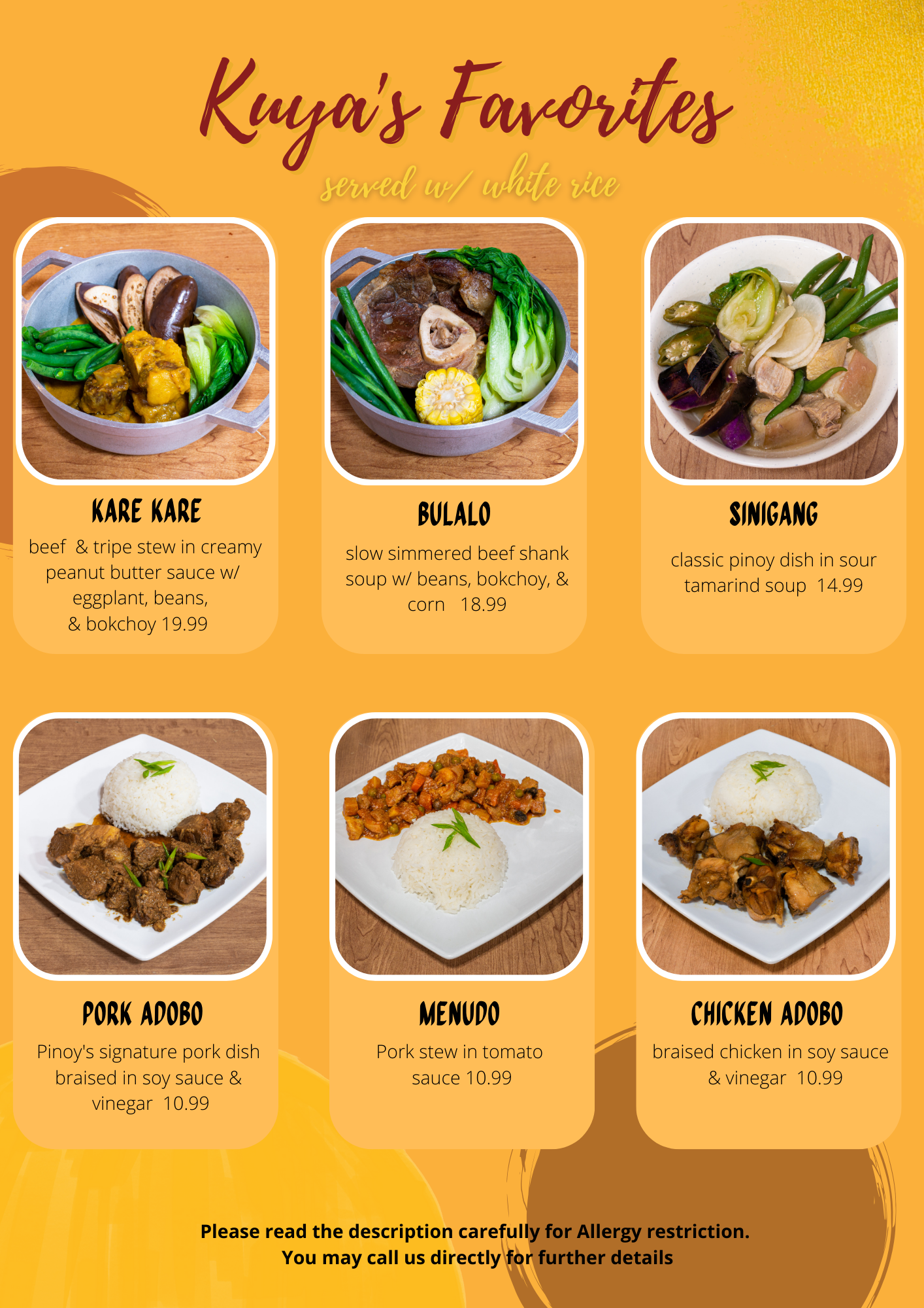 Kuya's Menu — WELCOME