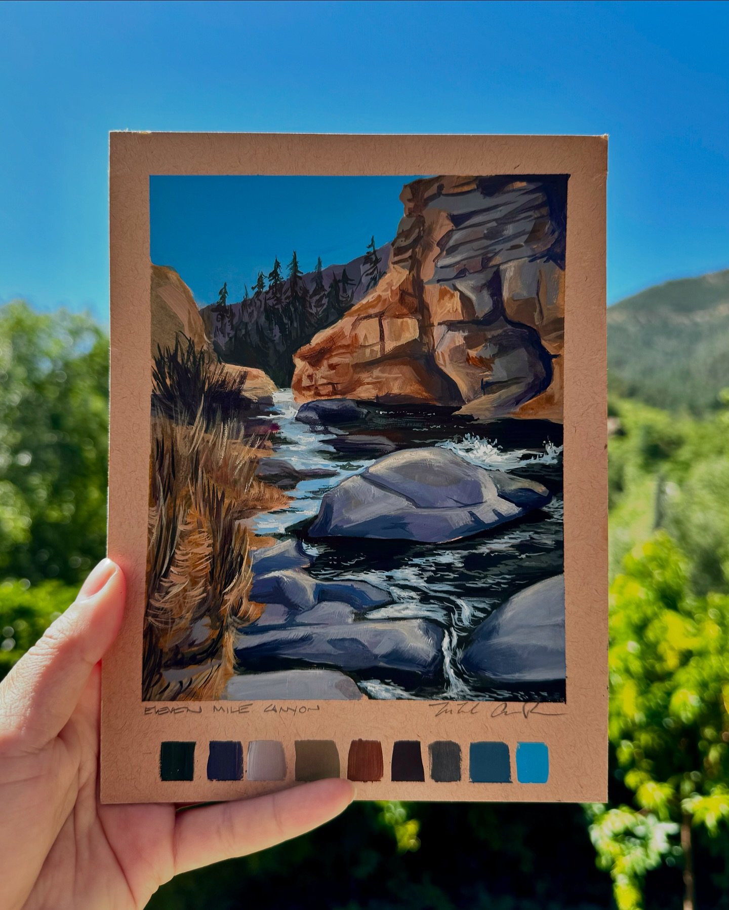 &ldquo;Eleven Mile Canyon, Colorado&rdquo; Gouache on paper 

I love spending time in this place. Sometimes I fish, sometimes I paint, and sometimes I just contemplate it&rsquo;s beauty 

#colorado #manitouspringsartist #gouachepainting #landscapepai