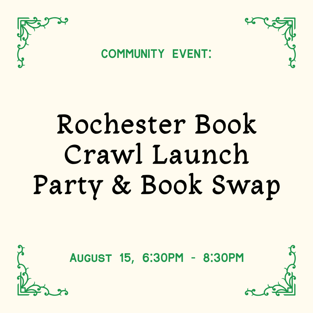 Rochester Book Crawl Launch Party + Book Swap
