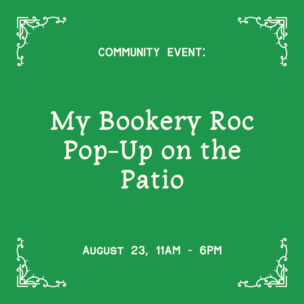 My Bookery Roc Pop-Up on the Patio
