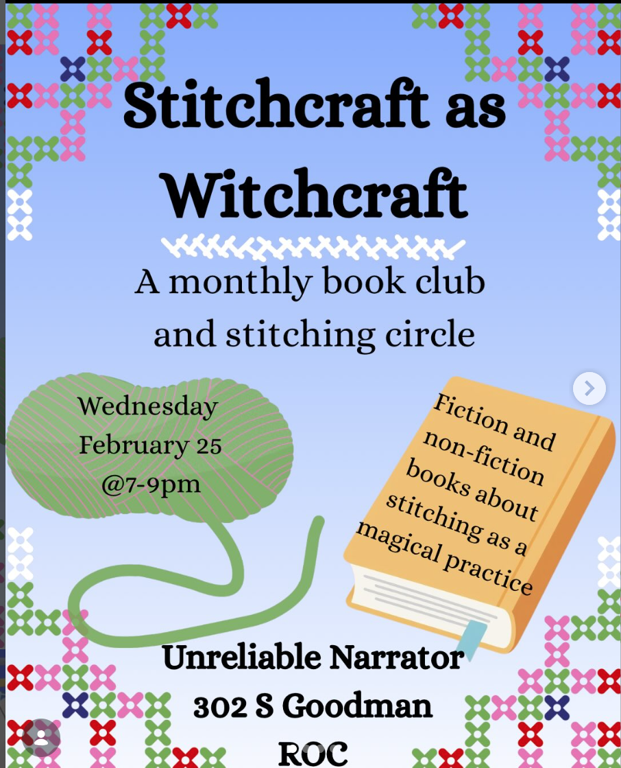 Stitchcraft as Witchcraft: A monthly book club and stitching circle