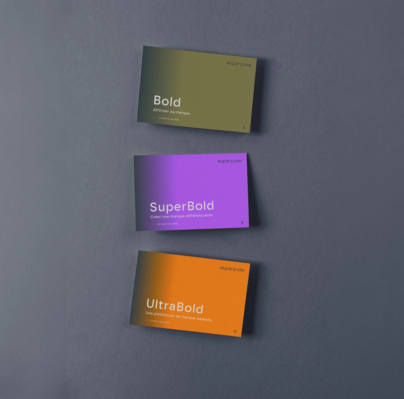 les 3 offres du studio de graphisme: bold, superBold et extrabold