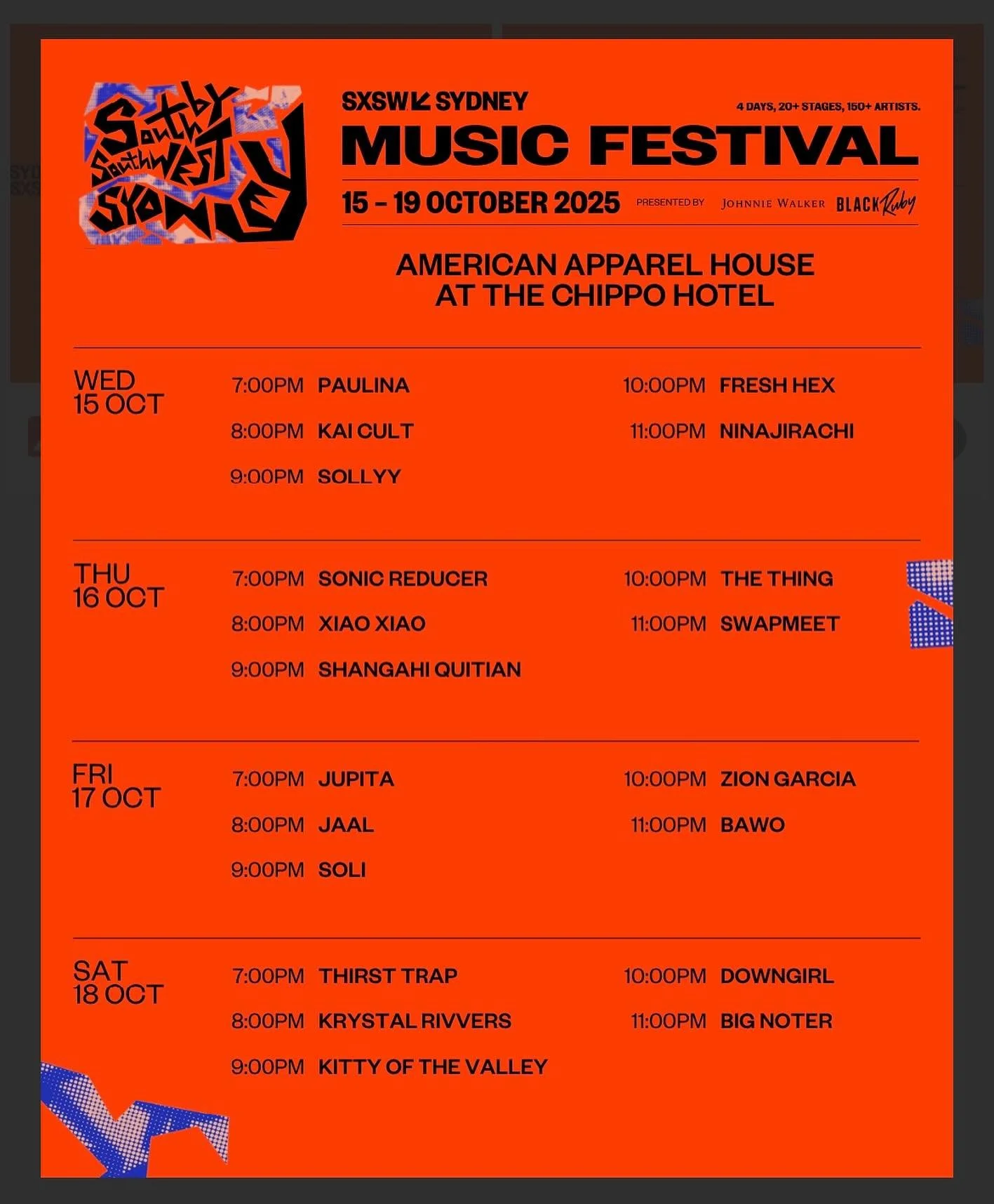 @sxswsydney for the @americanapparelanz HOUSE 🏠 ⚡️ 
-
Thanks for having us we shall be tearing up the @thechippohotel stage with brothers @thirsttrapband brudda @thebignoter and the Sydney lords @downgirlband 
-
There is tix available to get a piece