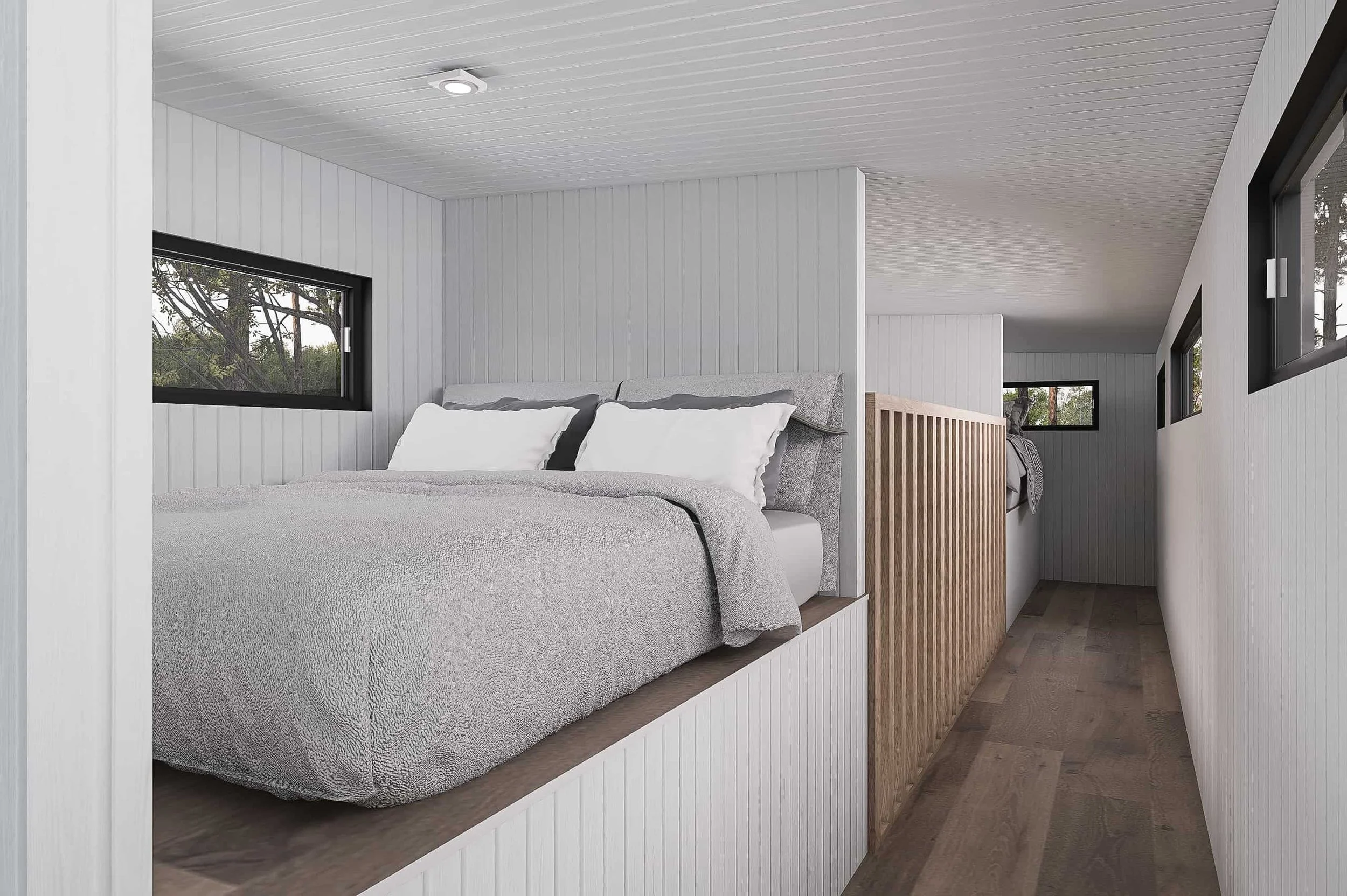 Willow 8.0 Tiny Home by Oz Tiny Homes in Australia, designed for off-grid living with a modern timber finish and double-glazed windows