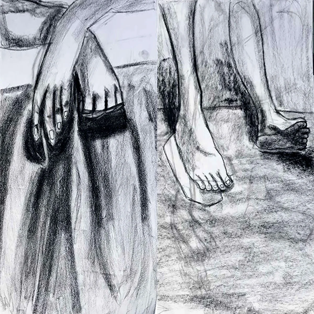 Piece Description_ Hands & Feet. Medium_ Charcoal. Size_ 14 x17 Bristol Paper (Scanned). Purpose_ Experimentation with Gesture & Space. Intent_ Minimalism copy.jpg