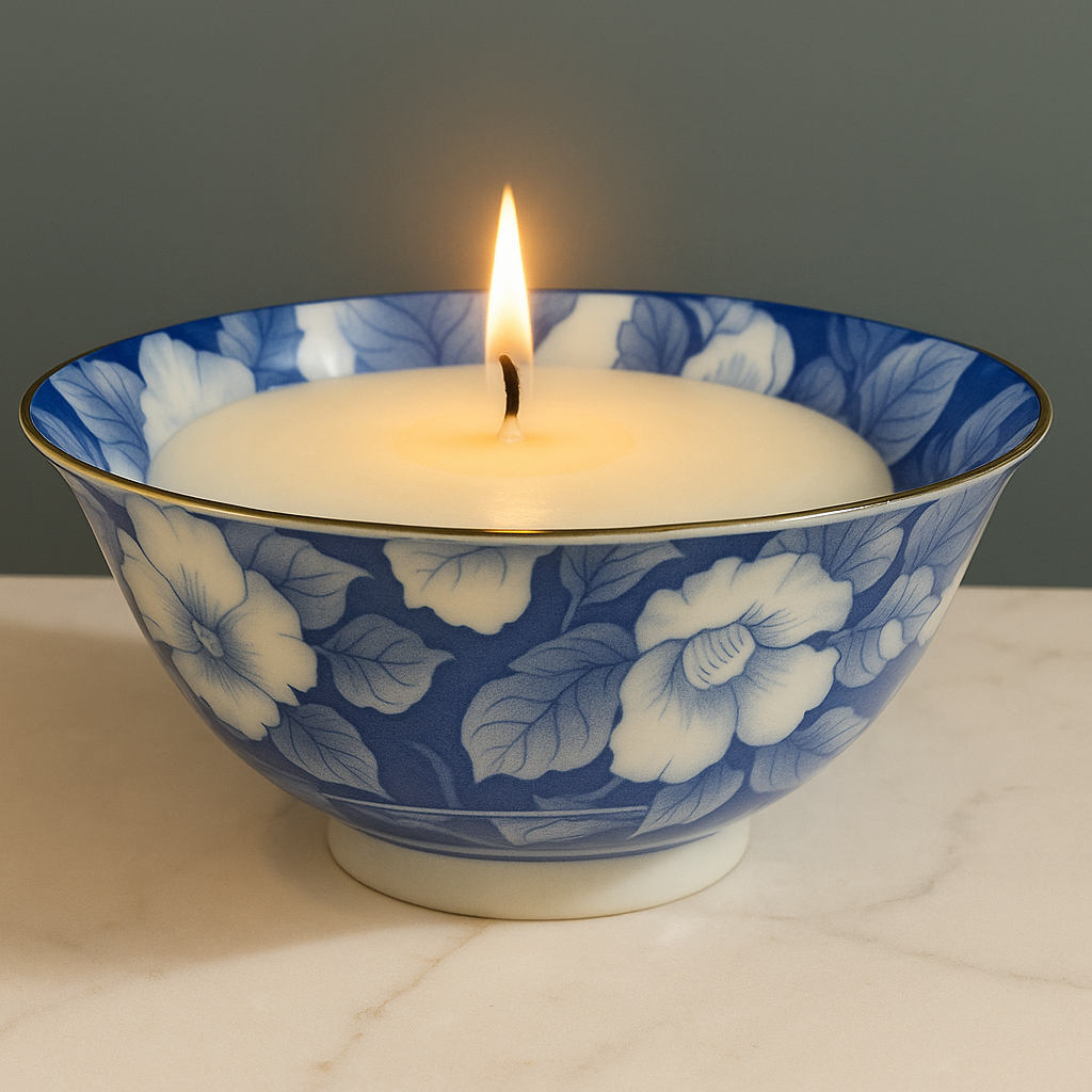 Japanese blue and white painted flower bowl