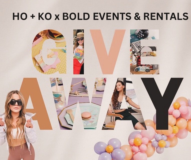 GIVEAWAY ALERT - HO + KO x BOLD EVENTS &amp; RENTAL 

We are so excited to be partnering to giveaway a shopping party for you and 10 friends at HO + KO. 1 winner will receive a $100 gift card to HO + KO and the rest of the group will receive 25% off 