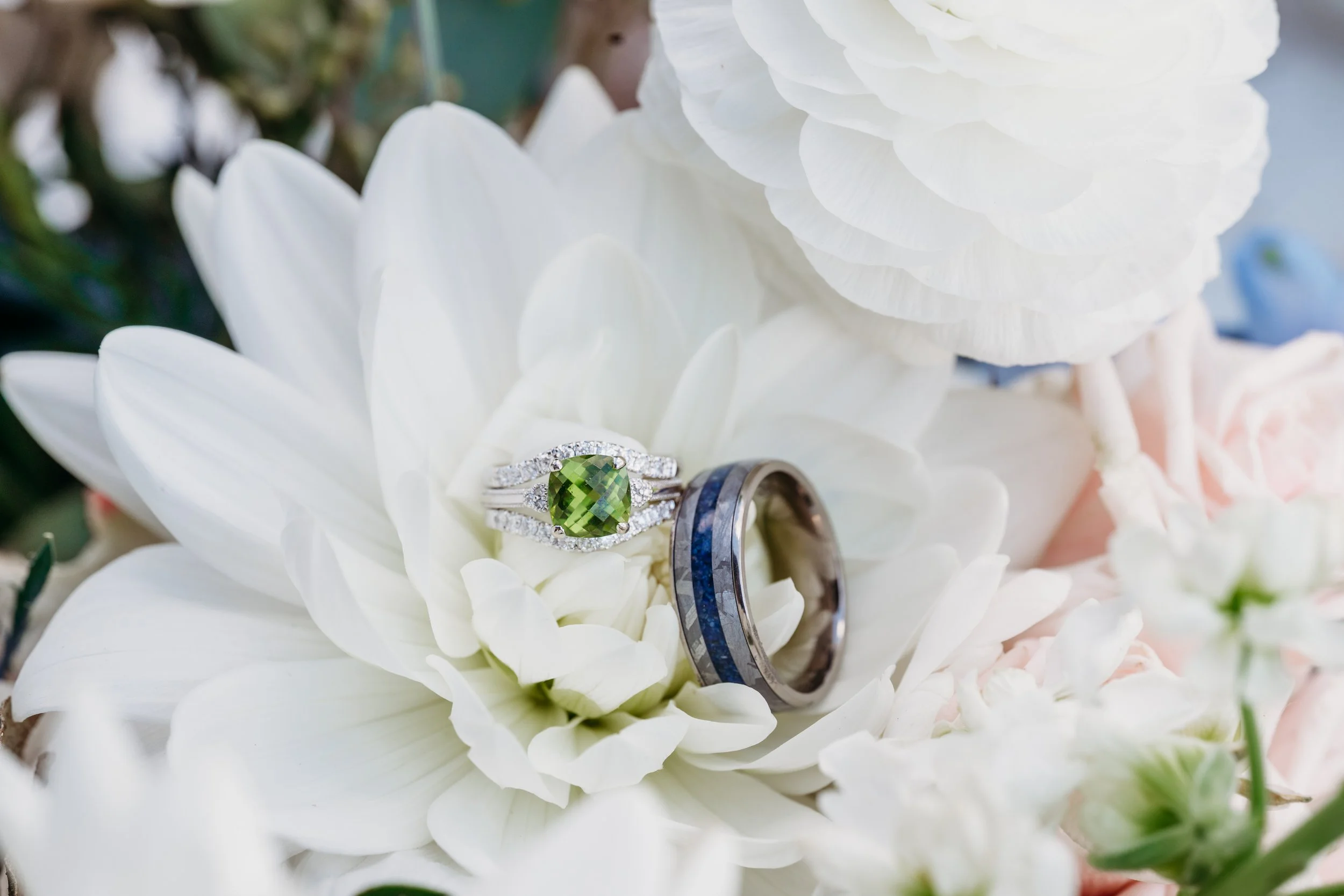 Chattanooga wedding florist blue white blush delphinium dahlia black bride summer florals garden style