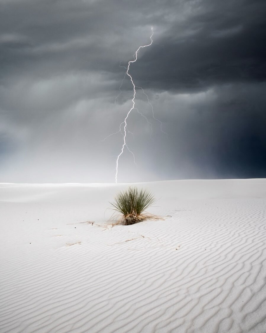 White Sands National Park 🤝 Lightning 

This photo marks the third National Park that I&rsquo;ve been lucky enough to capture lightning in. Although this was taken in early June of this year, I never felt the need to release any of the bolts capture
