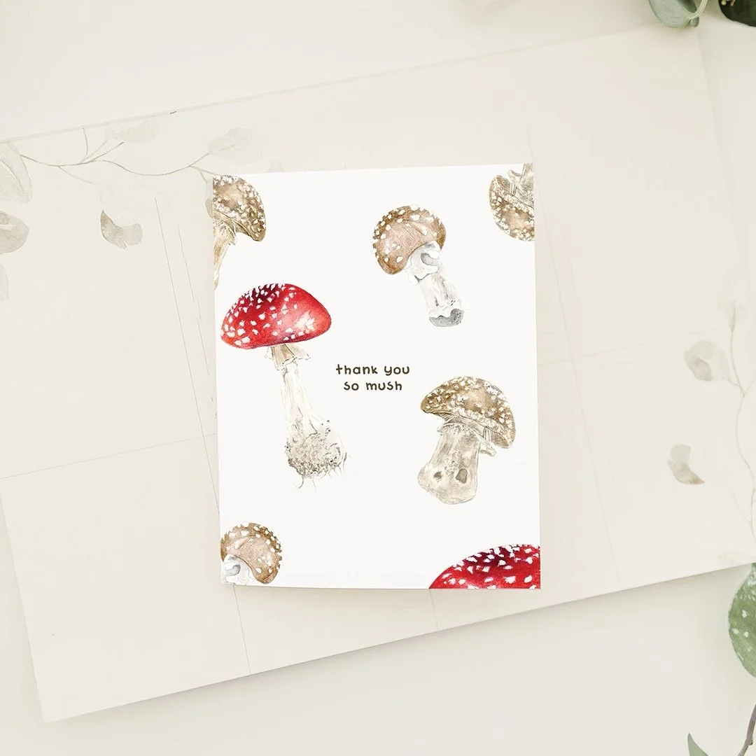 thank you so mush 🍄

one of our newest designs that has been getting a lot of love lately! 🥰 

we&rsquo;ve been adding a ton of new designs to the &lsquo;thank you&rsquo; and &lsquo;birthday&rsquo; categories. which category would you like to see m