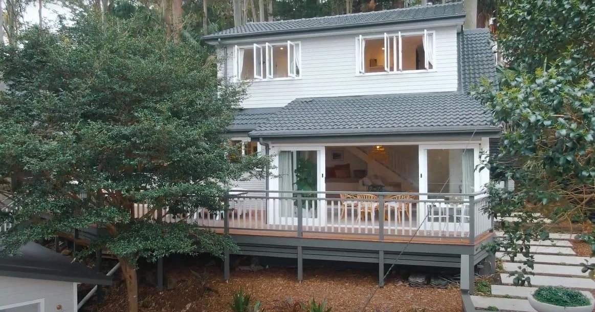 Before &amp; After on our Newport House Renovation. Exterior works included new windows and doors, painting, decking &amp; balustrade.