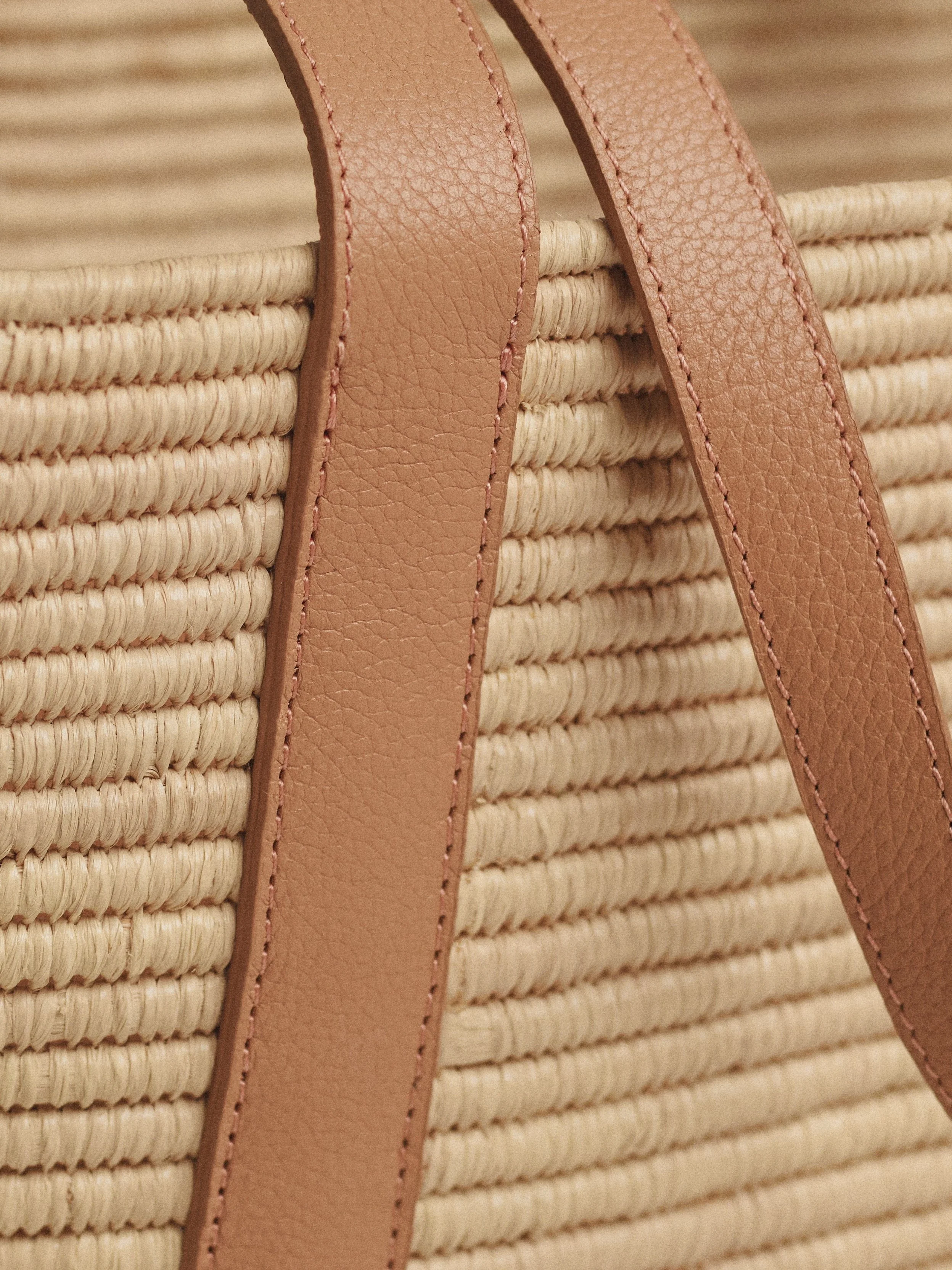Max Bask | Raffia Basket Bag with Leather Straps | Natural