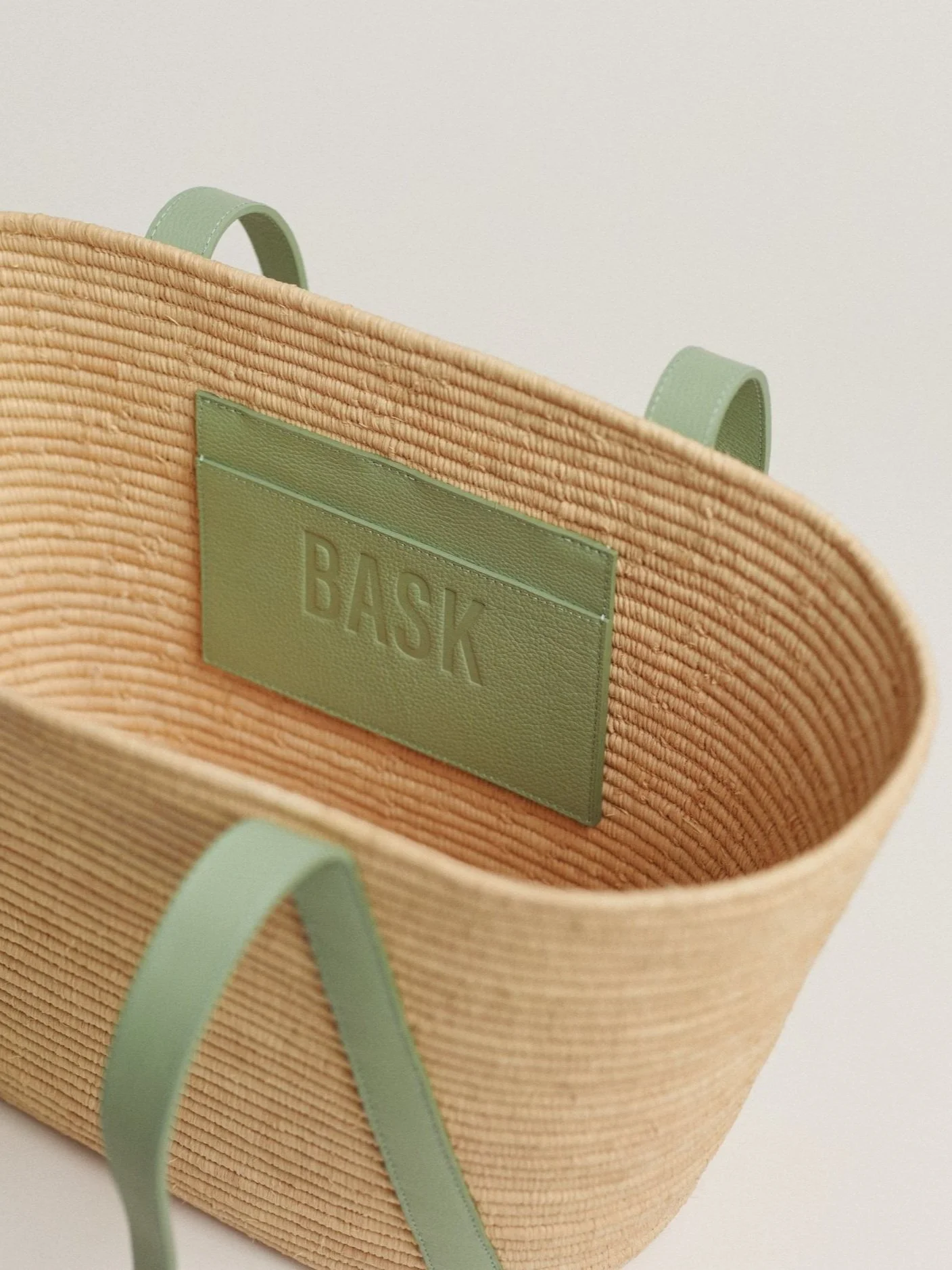 Max Bask | Raffia Basket Bag with Leather Straps | Aqua