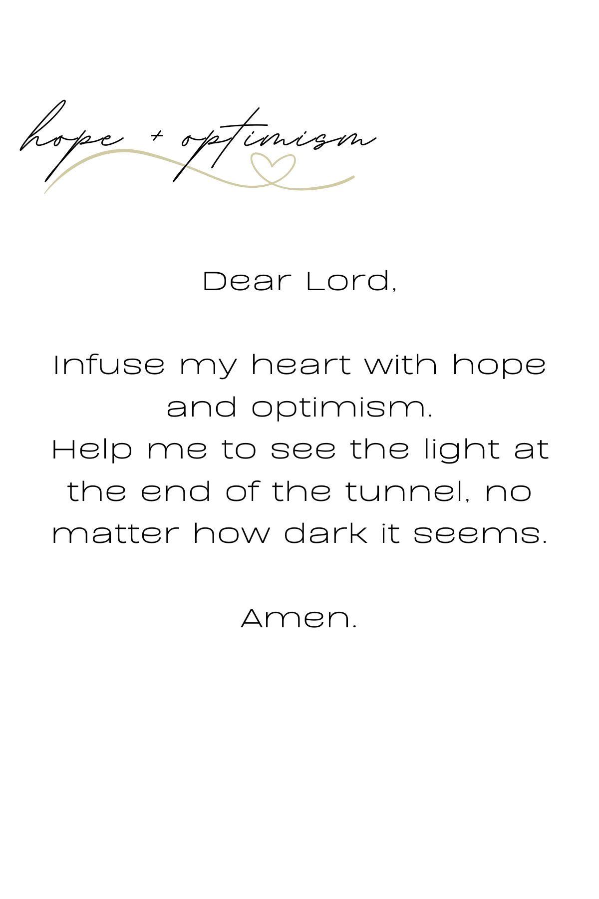 hope and optimism prayer card