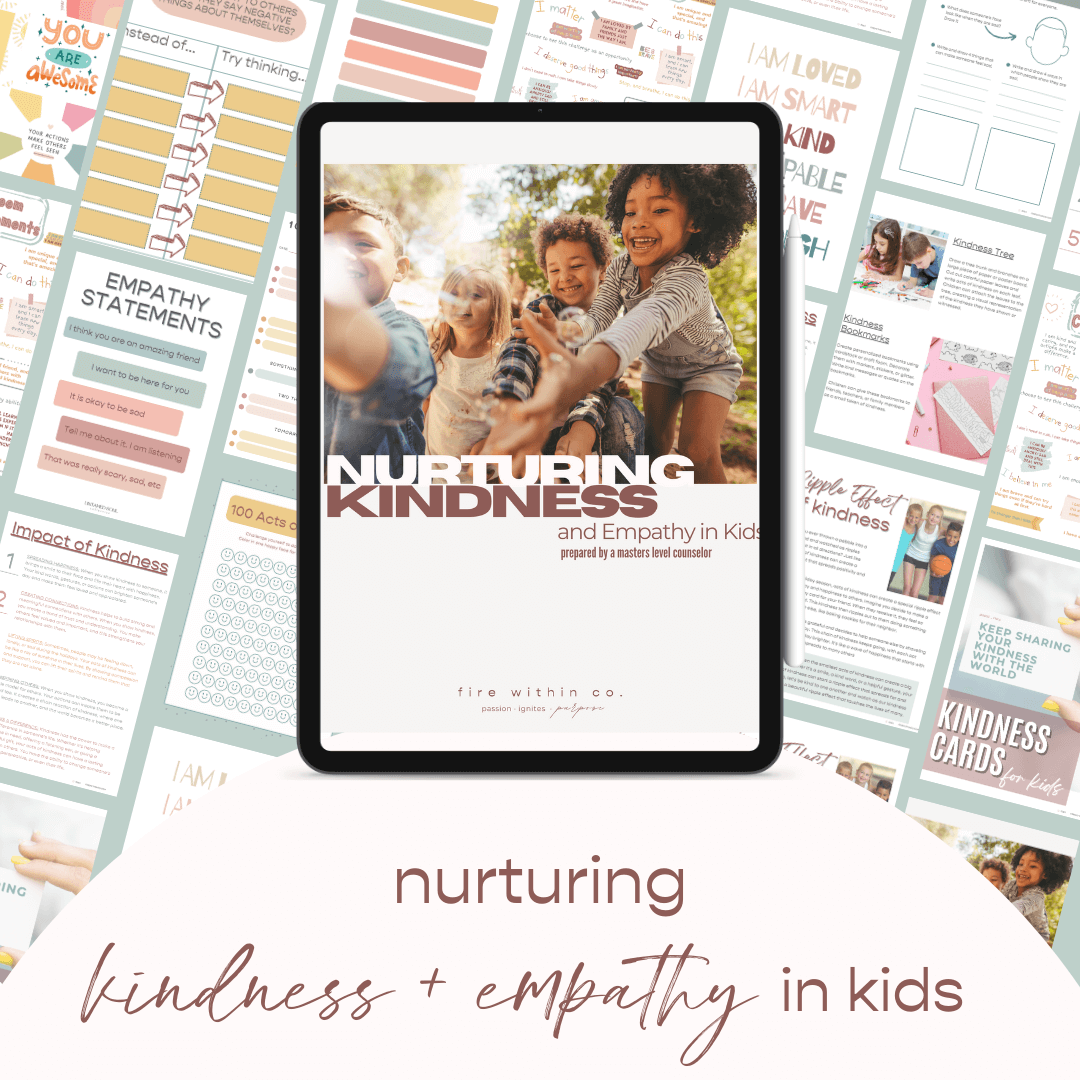 Teaching Kindness and Empathy to kids workbook - covers all of the emotions and feelings, along with how to make and keep friends, empathy statements and acts of kindness (see below everything else that is included). This workbook can be used digital