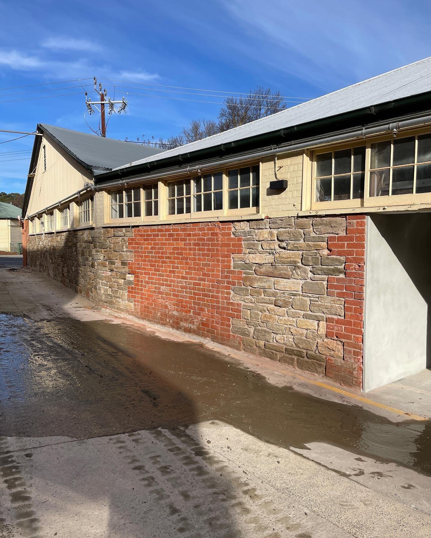 Big few weeks at the Lobethal Mill. Paint and cement based render removed inside ready for lime plaster and a plant based paint. Cement render removed outside ready for repointing in lime mortar. Also a bit of acrylic render over the cement sheeting 