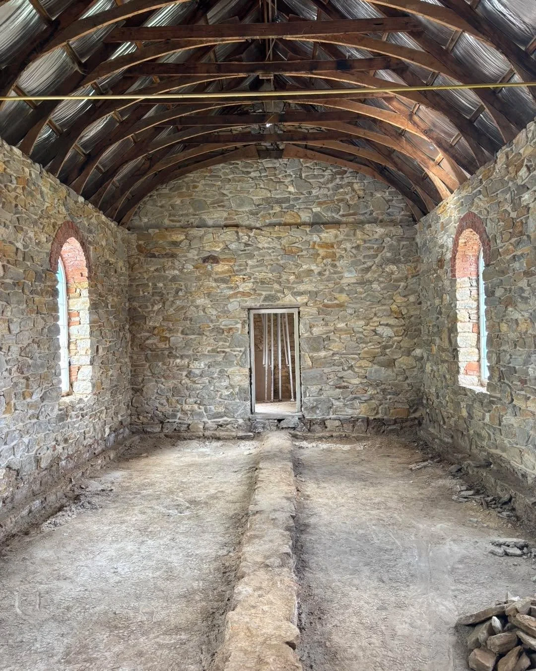 After a few weeks pointing at the Lobethal church the inside is nearly half way. Ready at one end for some carpentry magic and a return in the new year  to finish the other end and start the outside! Something special about this job. Love my job! #he