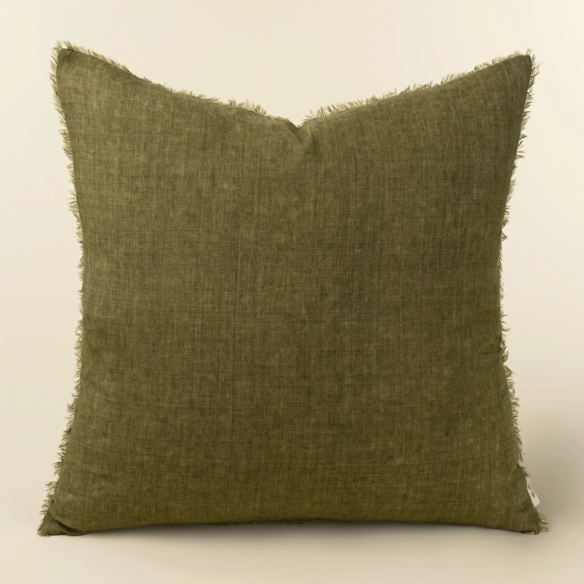 24x24 Lina Linen Pillow Dark Moss
