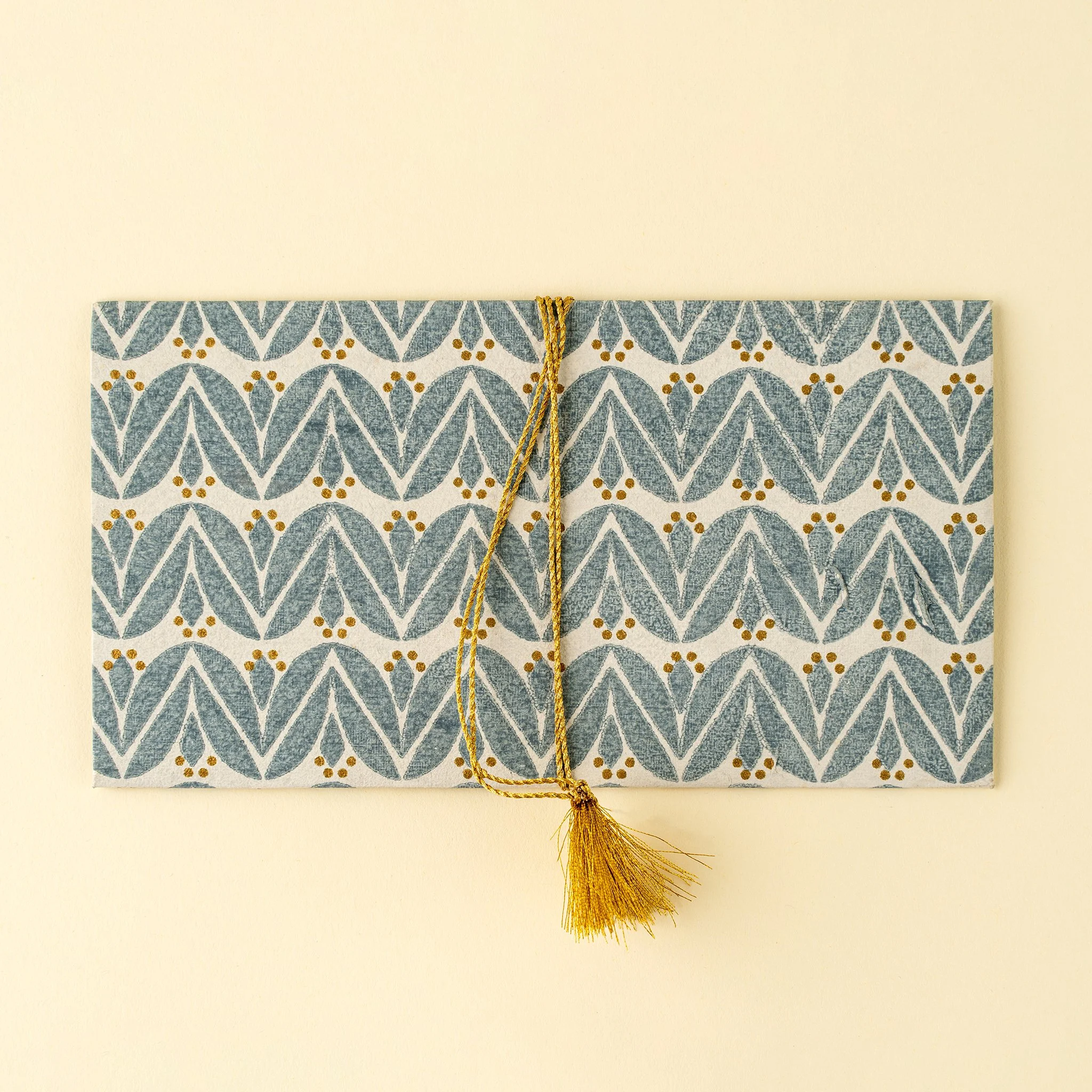 Laurel Block Print Envelope/Card, Light Blue