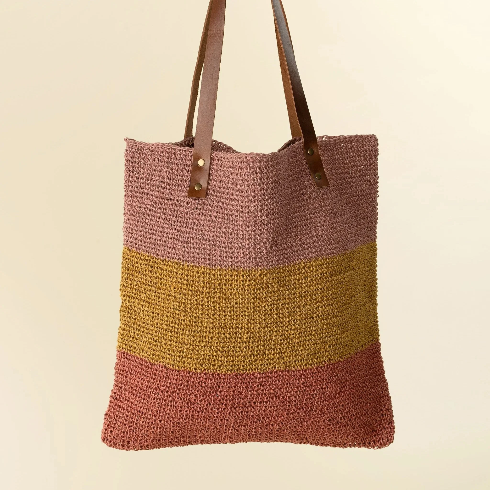 Bella Woven Jute Tote, Sunset