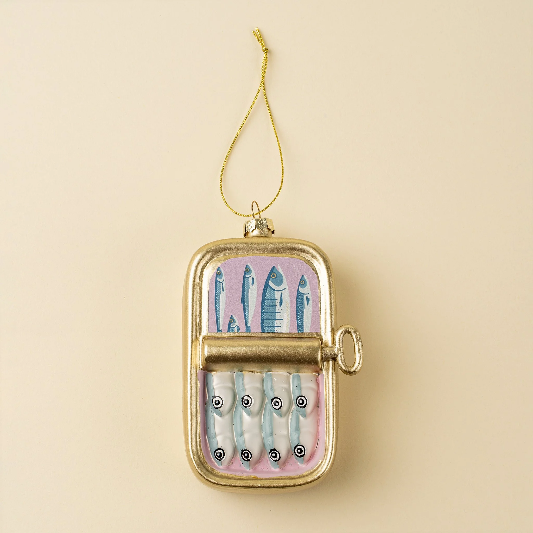 Sardine Tin Glass Holiday Ornament