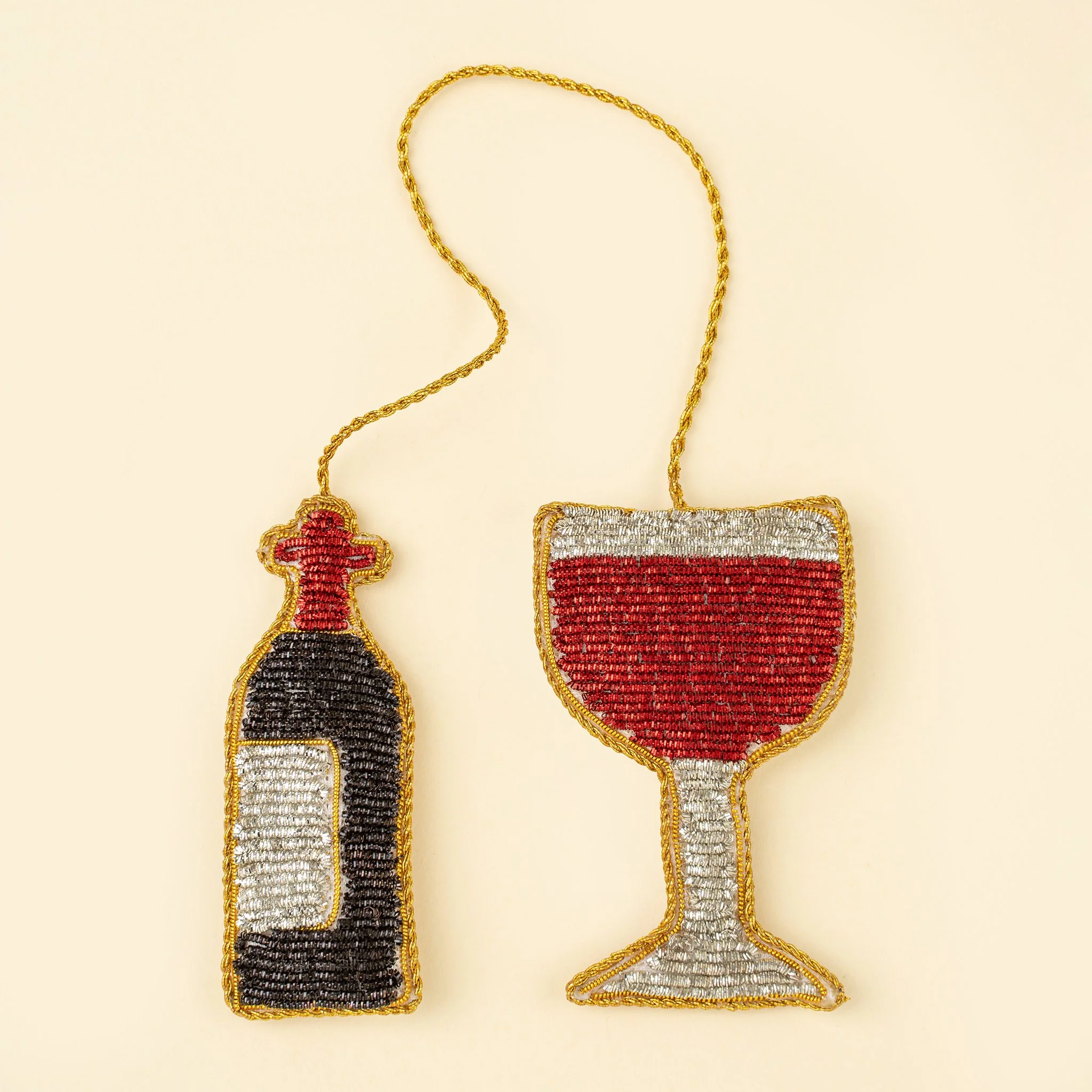 Merry Merlot Zardozi Holiday Ornament