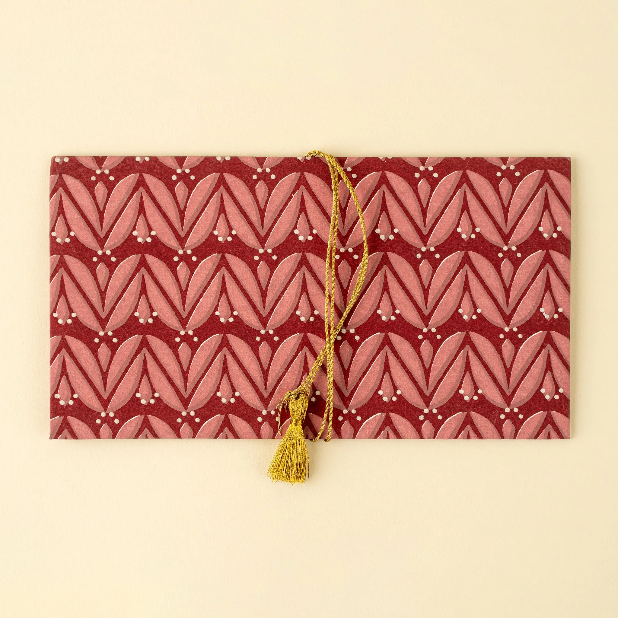 Laurel Block Print Envelope/Card, Ruby