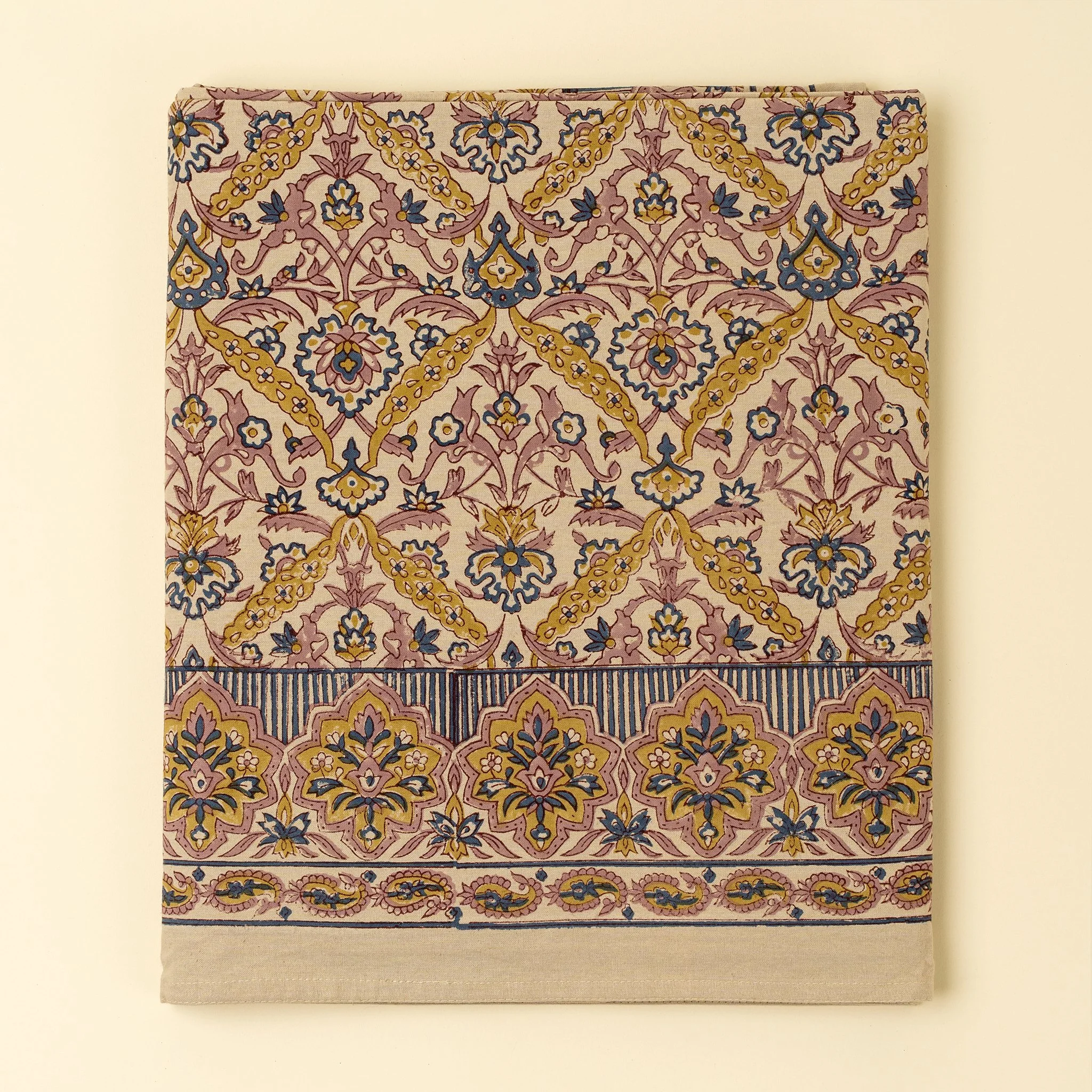 Luna Vine Block Print Tablecloth - 104"L