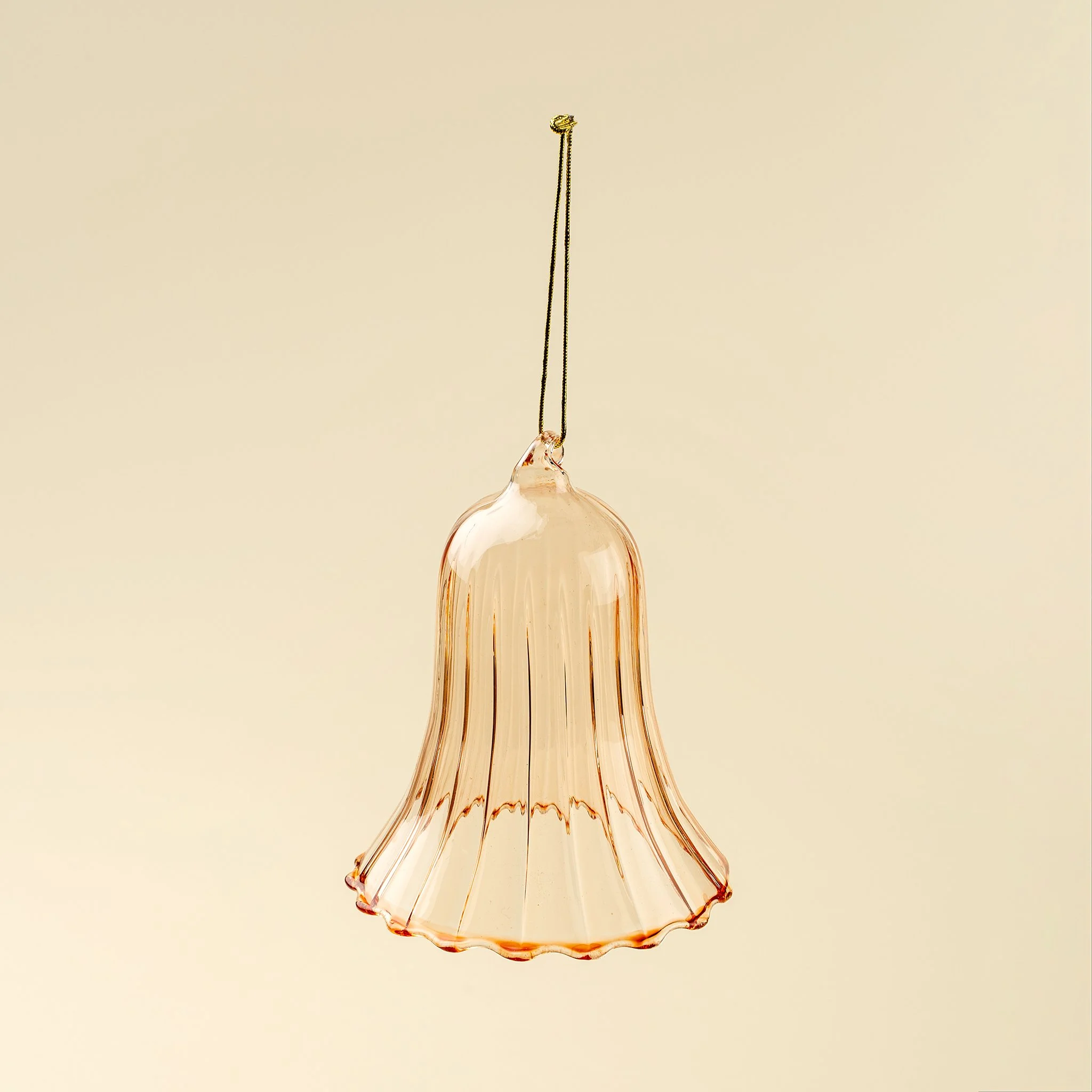 Blush Bell Glass Holiday Ornament L