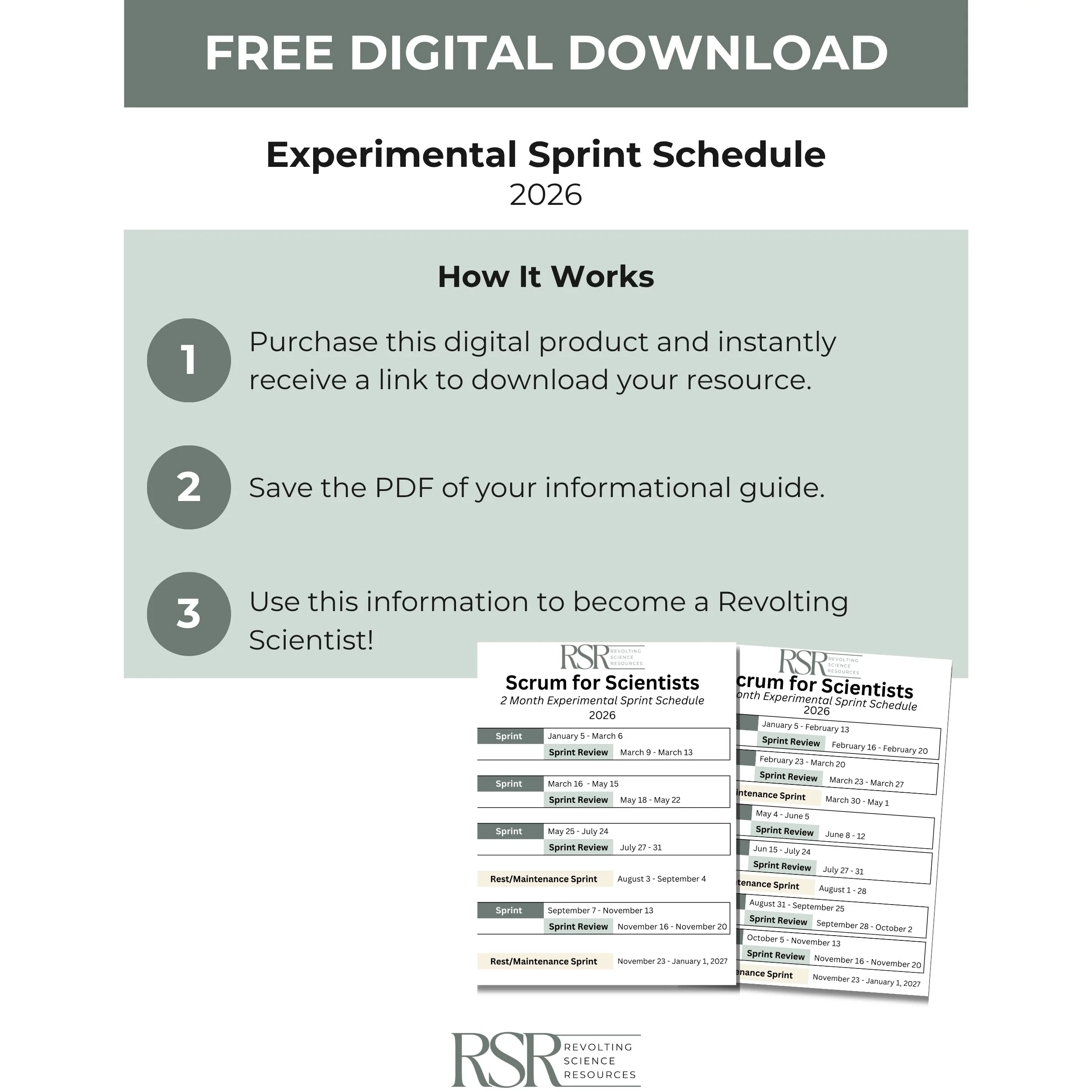 Science Sprint 2026 Experimental Sprint Schedule — Revolting Science Resources