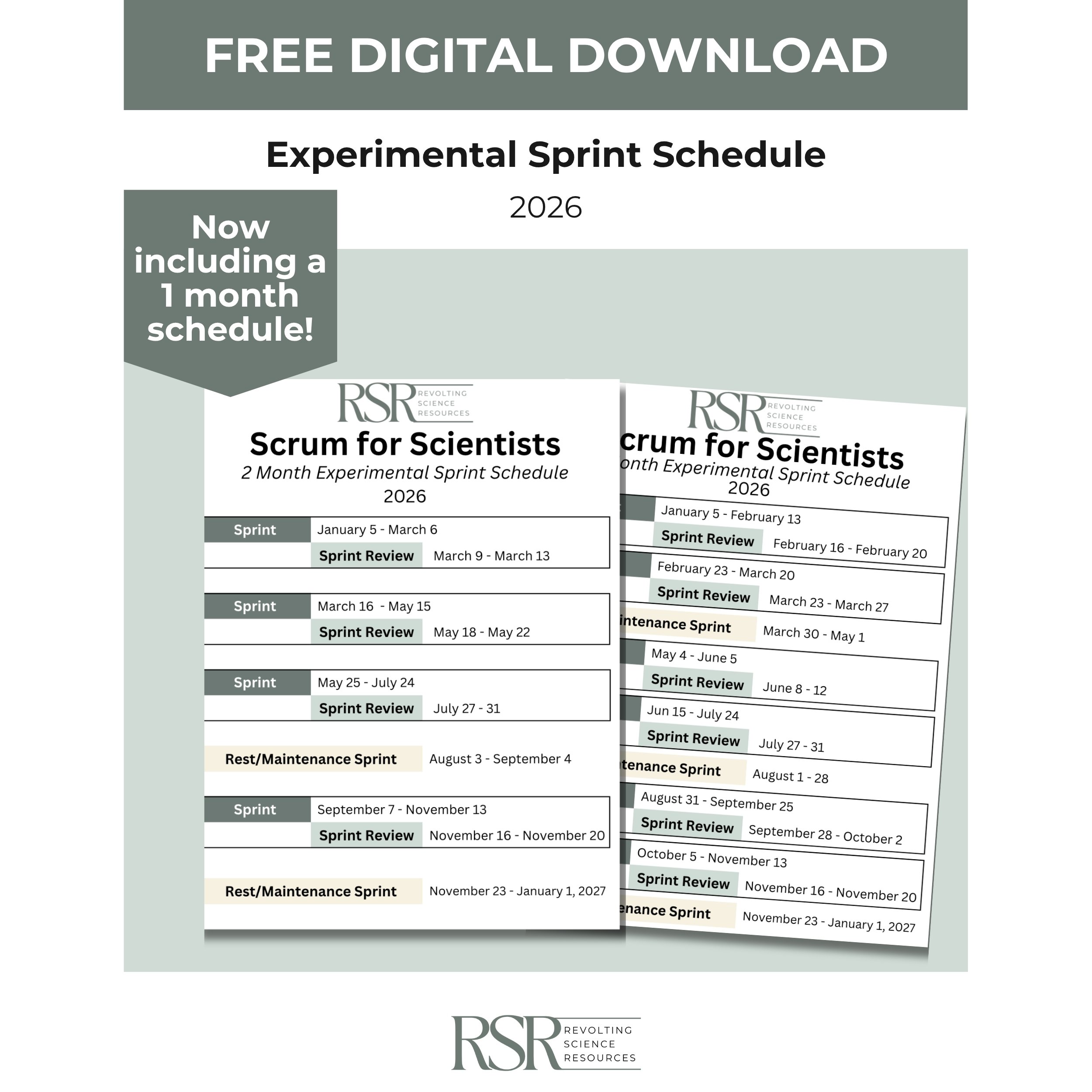 Science Sprint 2026 Experimental Sprint Schedule — Revolting Science Resources