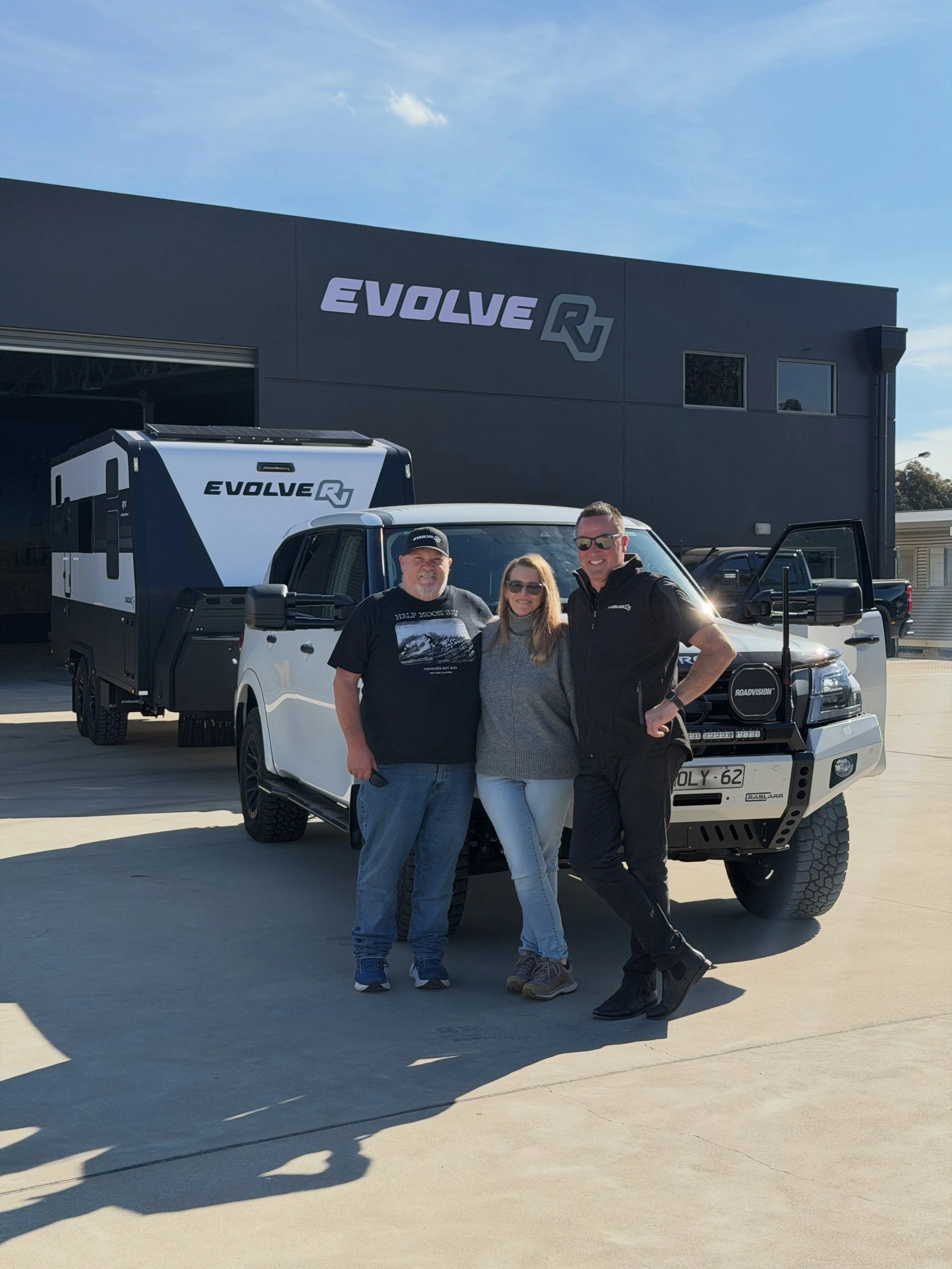 Congratulations Heather &amp; Shaun on picking up your beautiful brand new Evolve RV 🤍

This handover was an extra special one for us, officially becoming the very first handover from the new home of Evolve RV 🥹 A milestone moment that our whole te