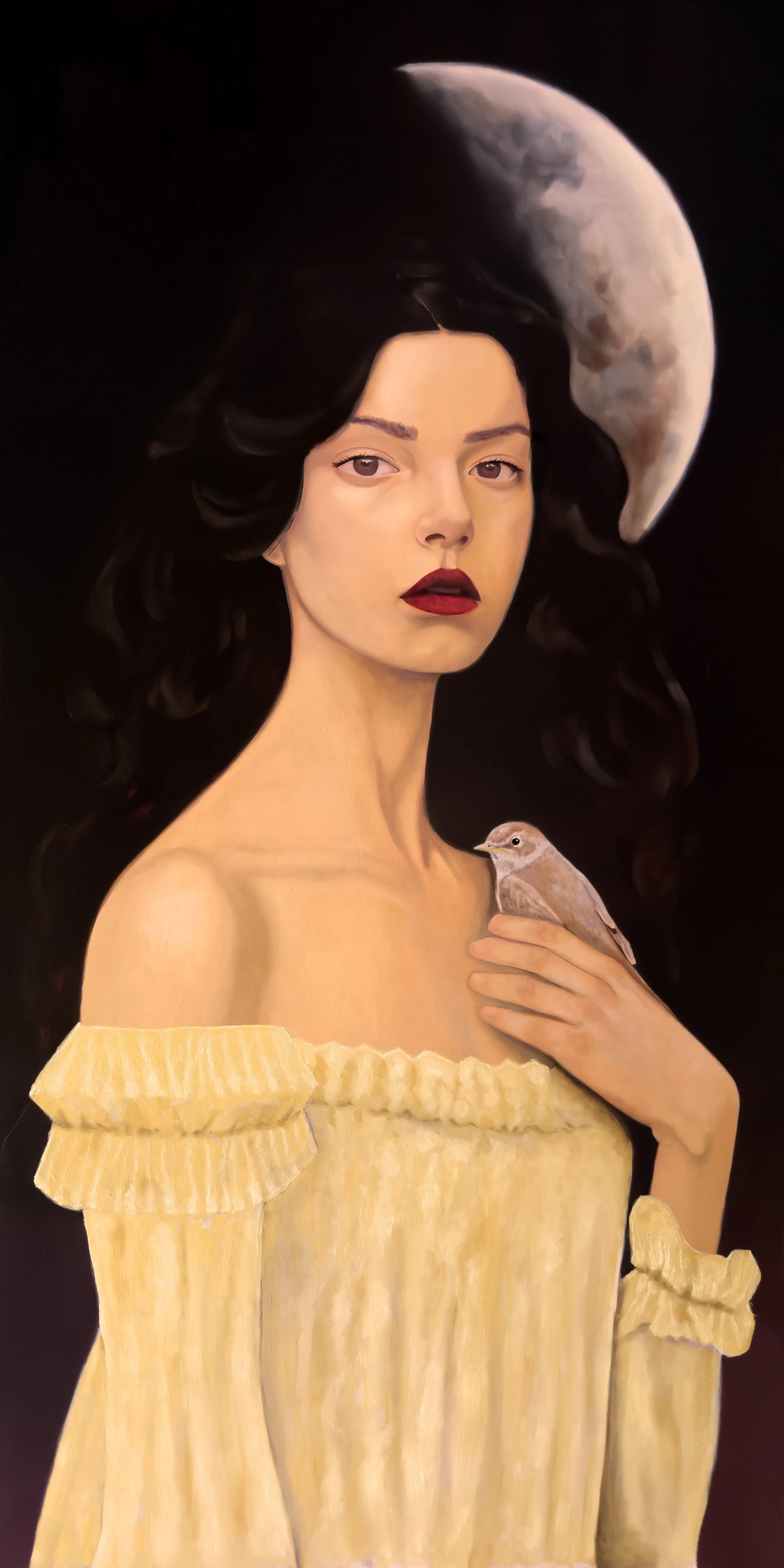 ~ Wild Magic Hums Behind Her Eyes~
oil on aluminum
48"x24"