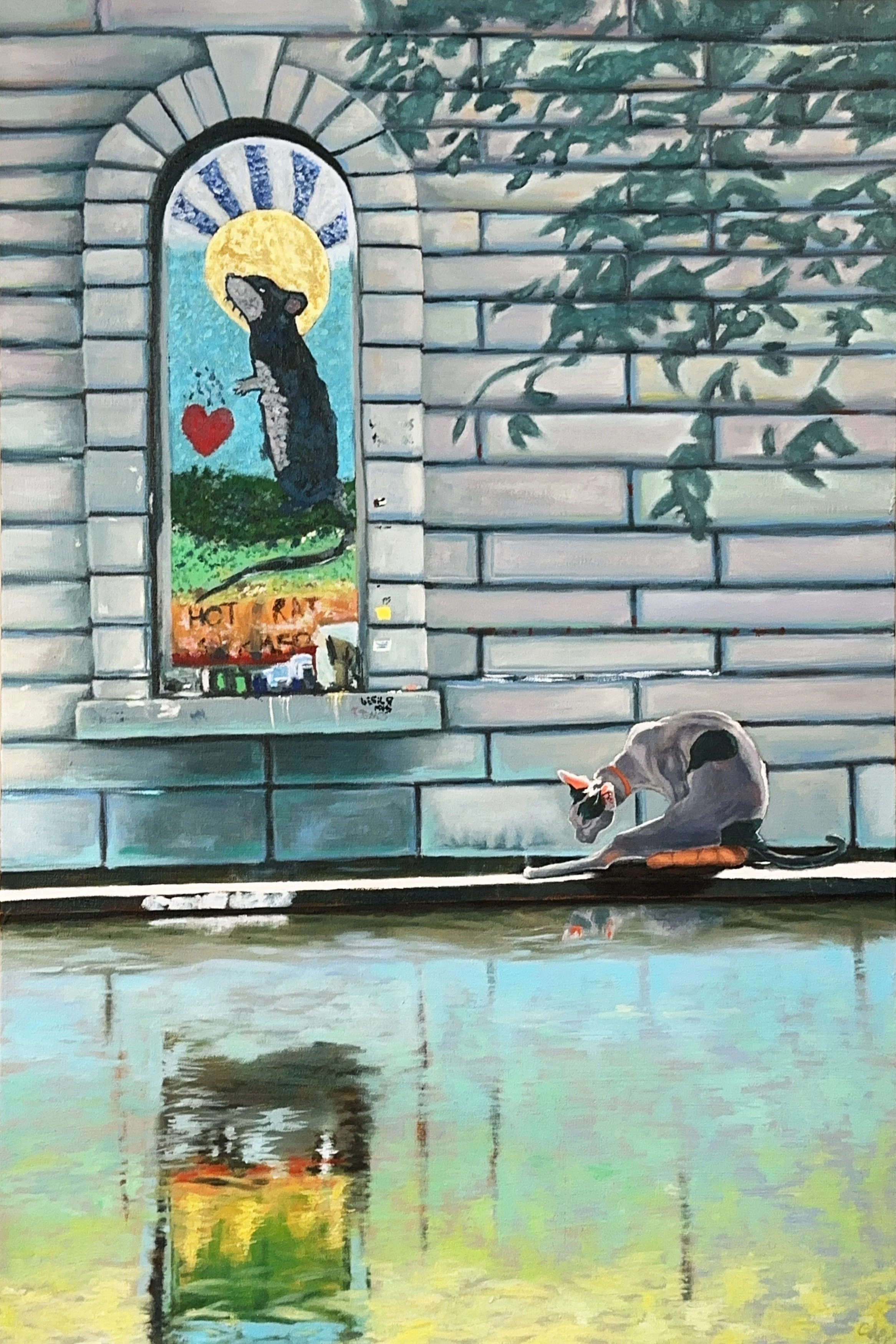 "All Rats Pay Their Respects" - 2025, 24" x 36" Oil