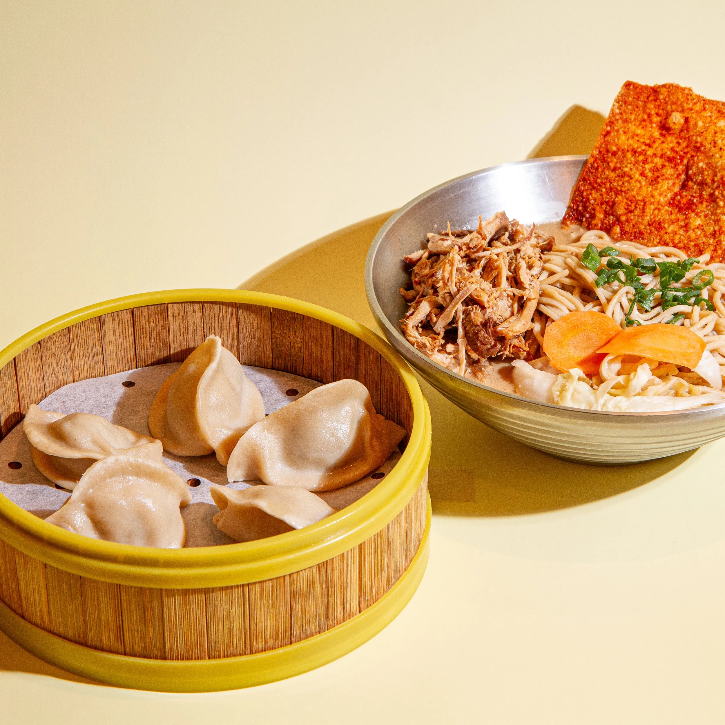 Noodle Soup + Steamed Dumplings